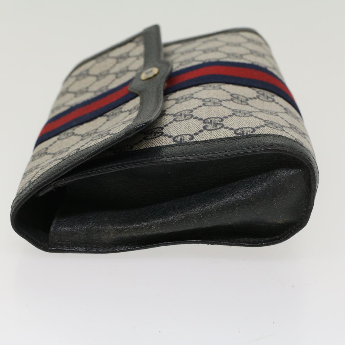 GUCCI GG Canvas Sherry Line Clutch Bag Gray Red Navy 89.01.006 yk7558B