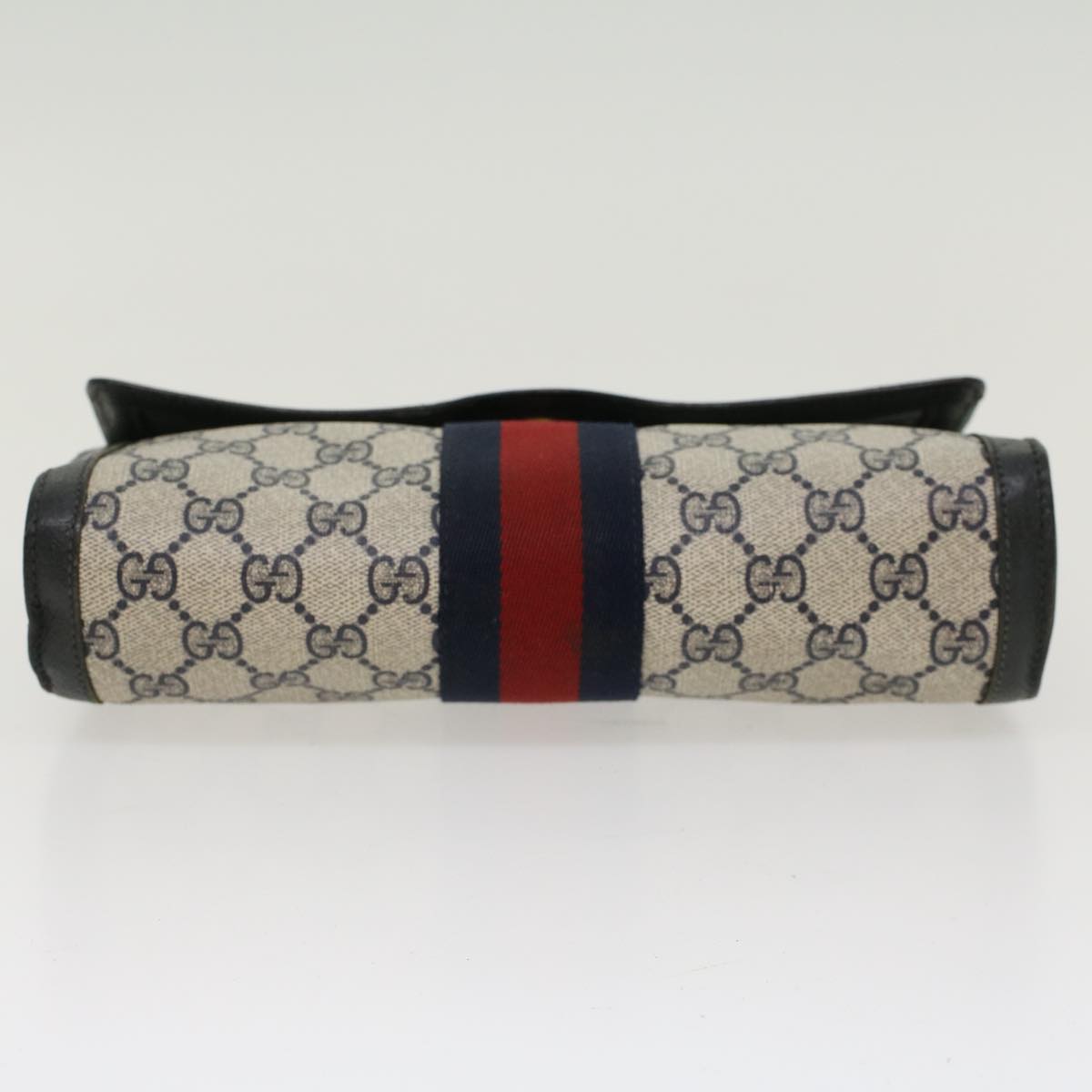 GUCCI GG Canvas Sherry Line Clutch Bag Gray Red Navy 89.01.006 yk7558B