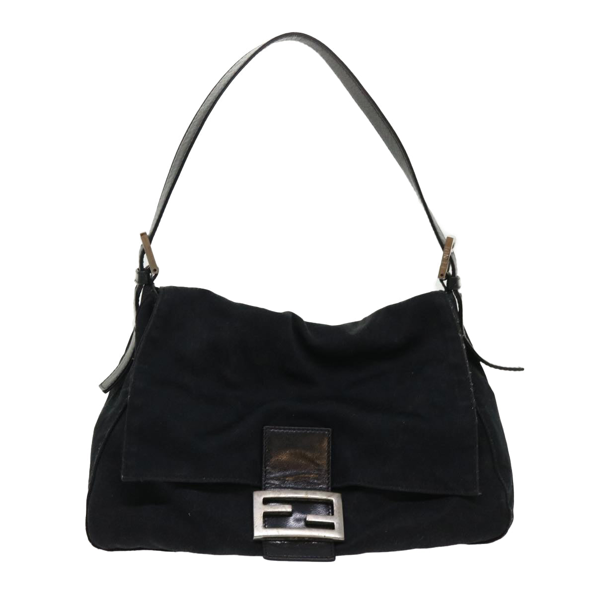FENDI Mamma Baguette Shoulder Bag Nylon Leather Black yk7563B