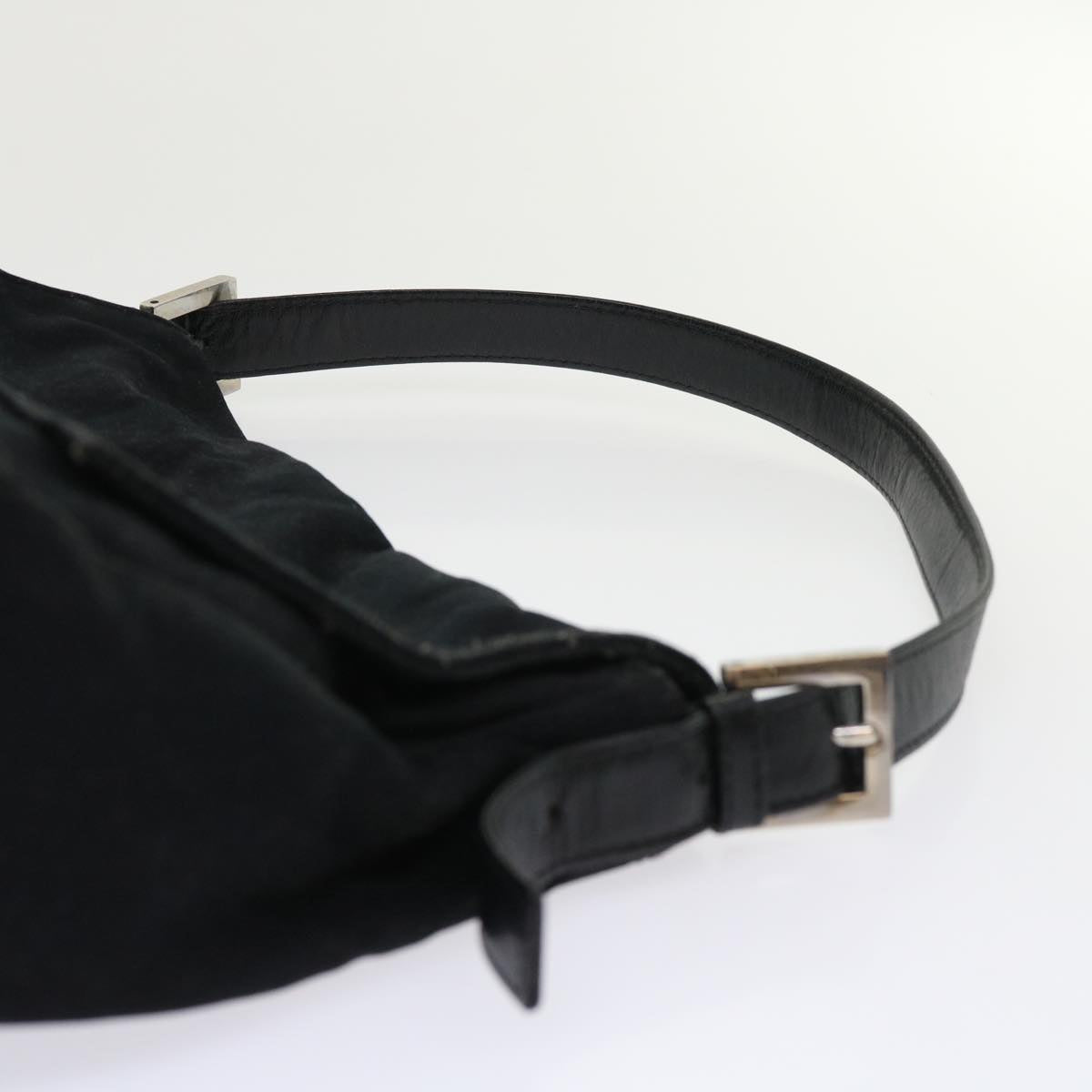 FENDI Mamma Baguette Shoulder Bag Nylon Leather Black yk7563B