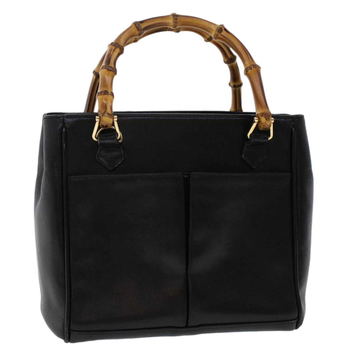 GUCCI Bamboo Hand Bag Leather 2way Black 000.2122.0316 yk7567B