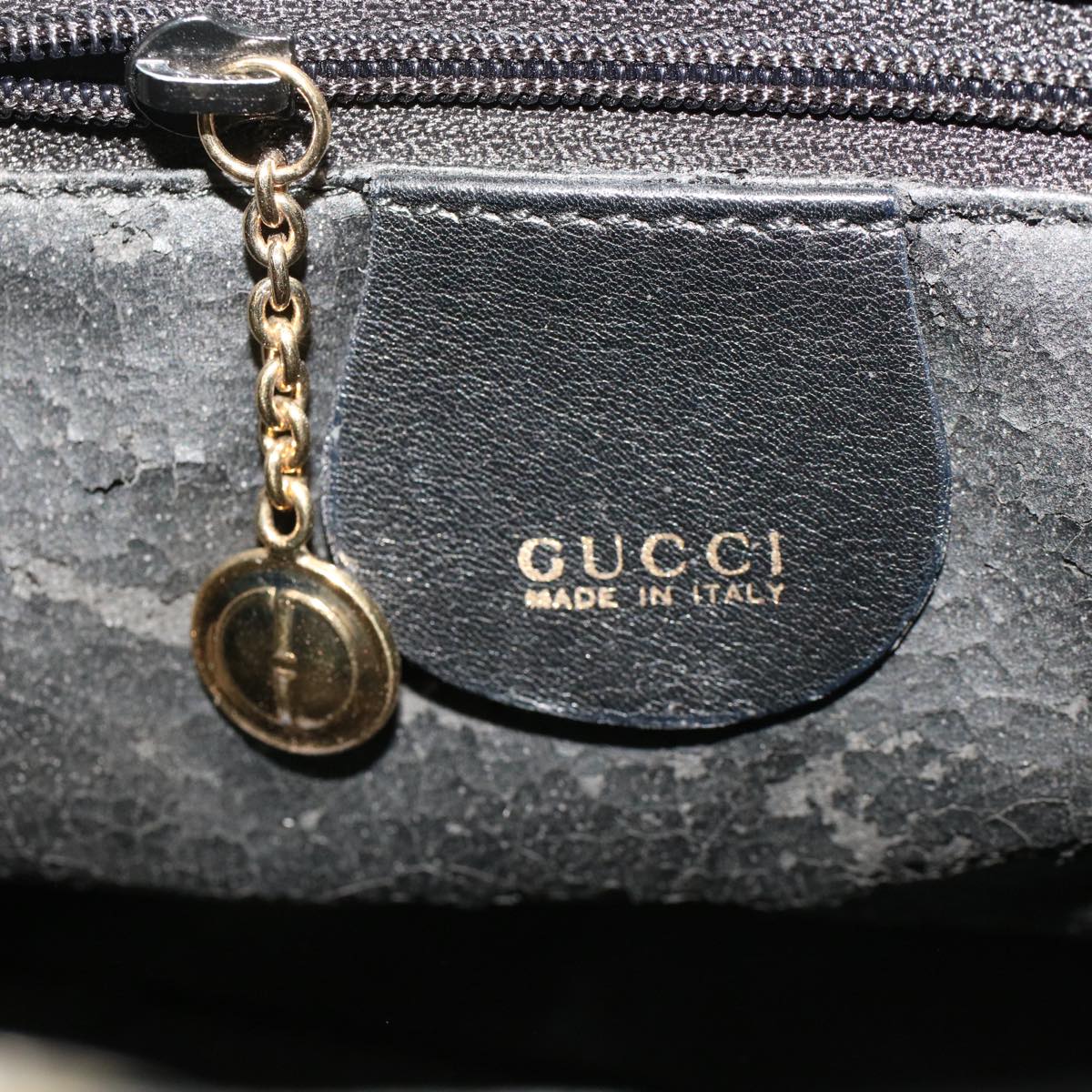 GUCCI Bamboo Hand Bag Leather 2way Black 000.2122.0316 yk7567B