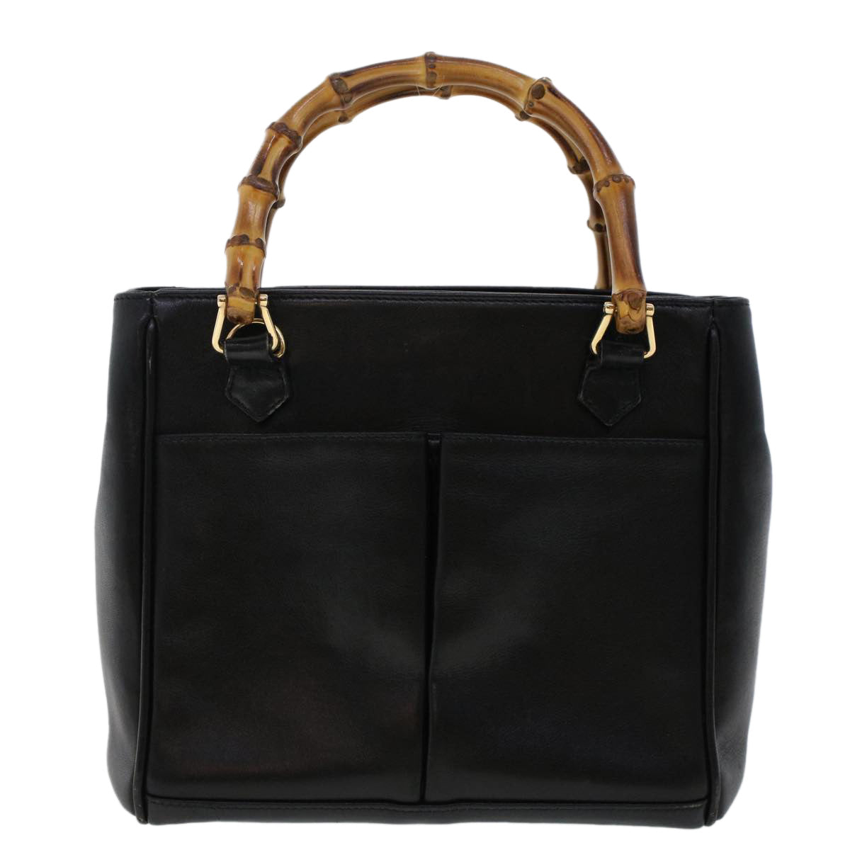 GUCCI Bamboo Hand Bag Leather 2way Black 000.2122.0316 yk7567B