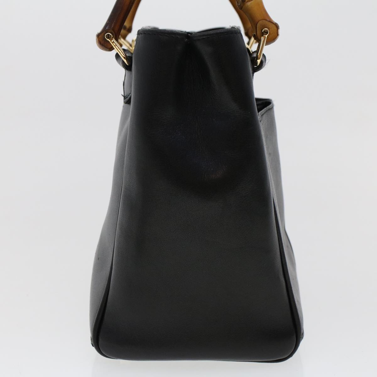GUCCI Bamboo Hand Bag Leather 2way Black 000.2122.0316 yk7567B