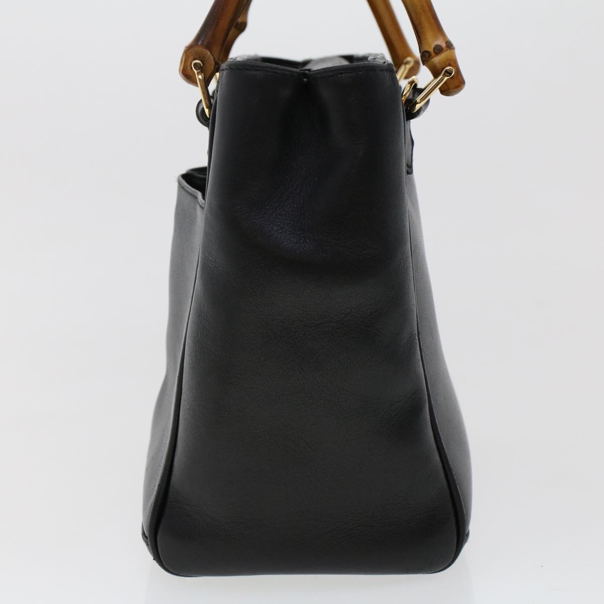 GUCCI Bamboo Hand Bag Leather 2way Black 000.2122.0316 yk7567B