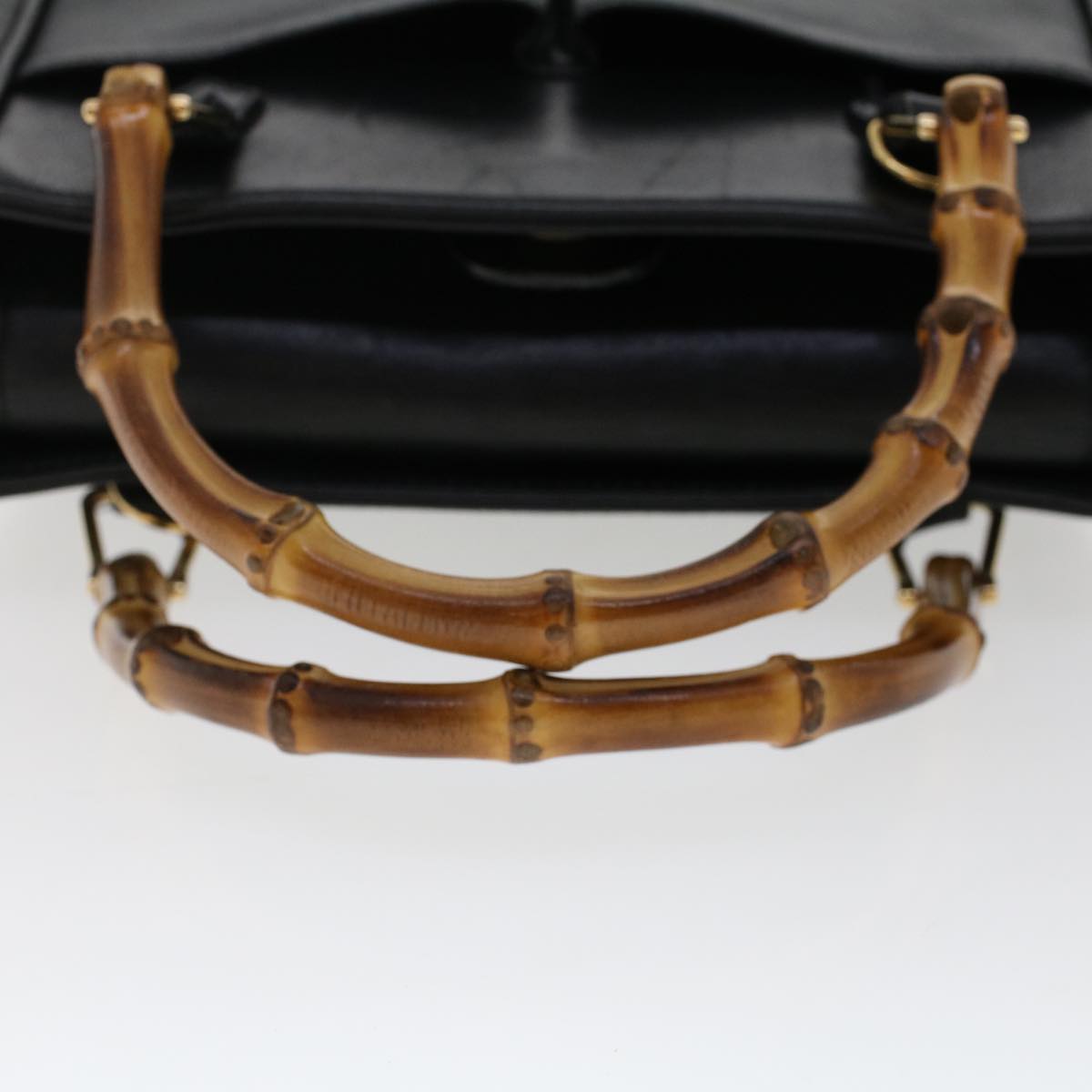 GUCCI Bamboo Hand Bag Leather 2way Black 000.2122.0316 yk7567B