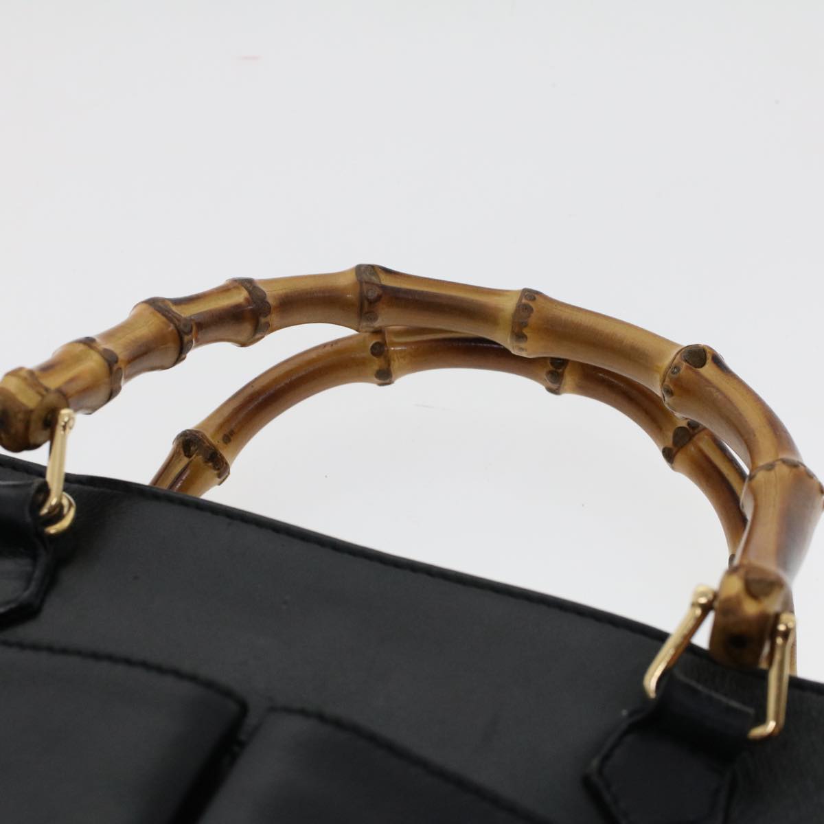 GUCCI Bamboo Hand Bag Leather 2way Black 000.2122.0316 yk7567B