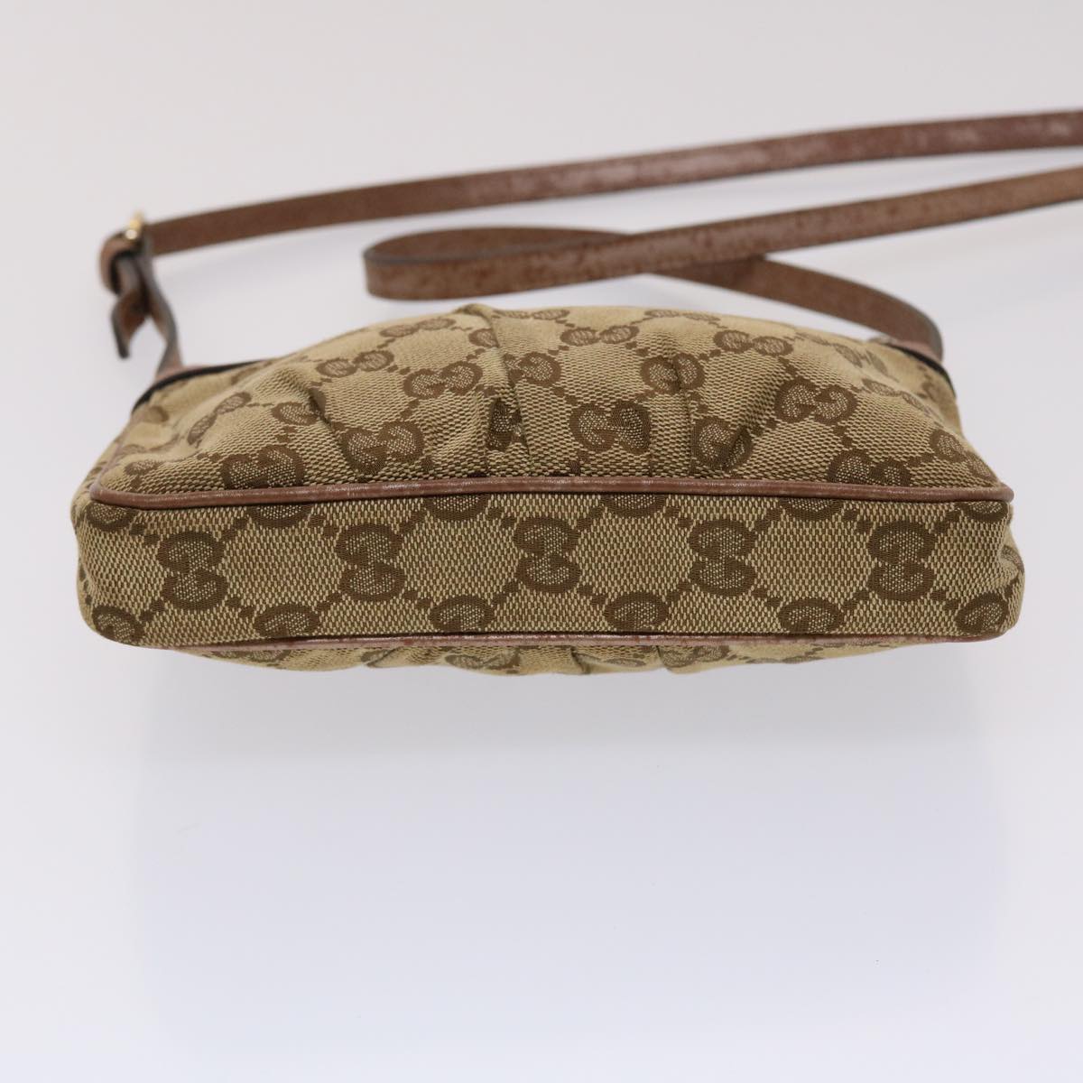 GUCCI GG Canvas Shoulder Bag Leather Beige 256899 yk7570B