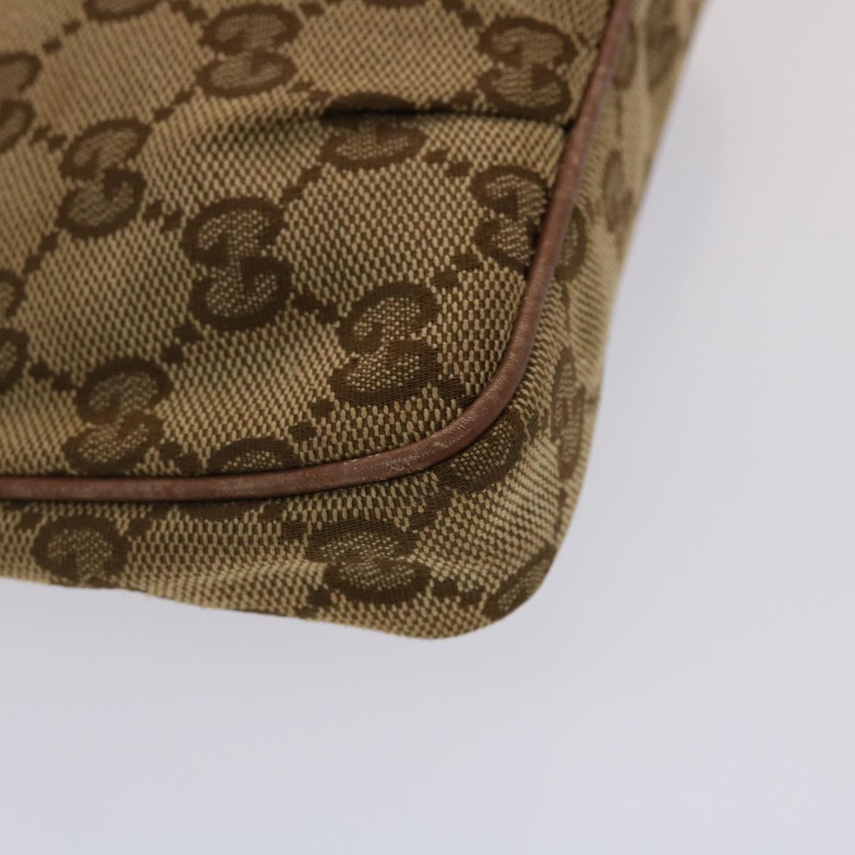 GUCCI GG Canvas Shoulder Bag Leather Beige 256899 yk7570B