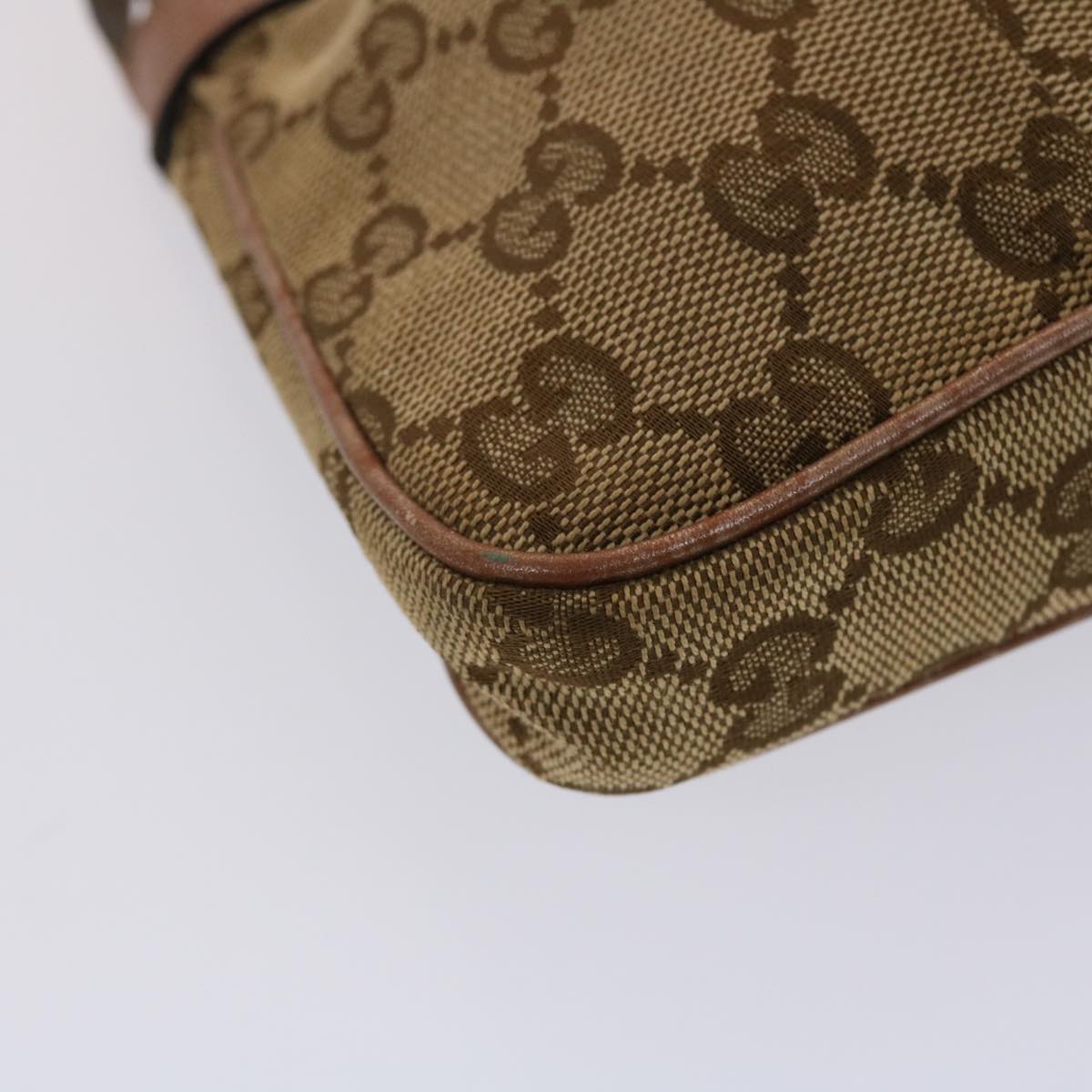 GUCCI GG Canvas Shoulder Bag Leather Beige 256899 yk7570B