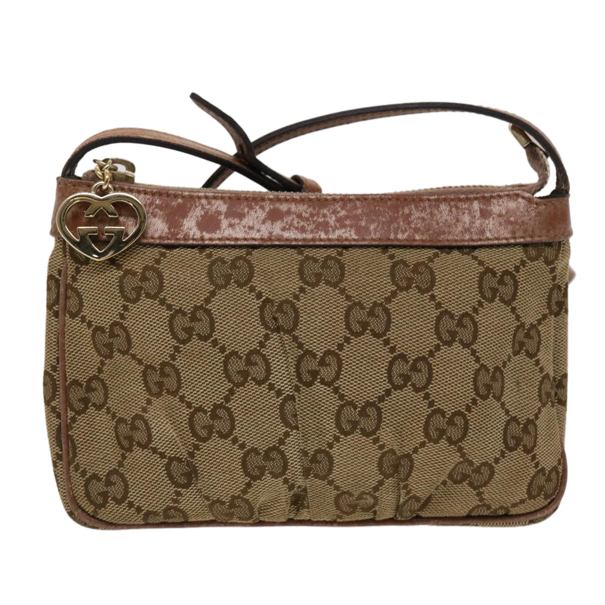 GUCCI GG Canvas Shoulder Bag Leather Beige 256899 yk7570B