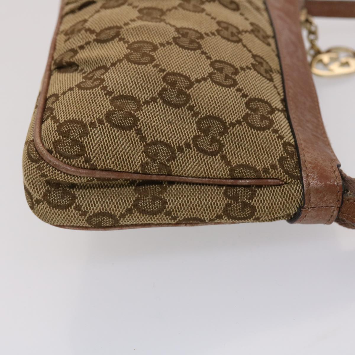 GUCCI GG Canvas Shoulder Bag Leather Beige 256899 yk7570B
