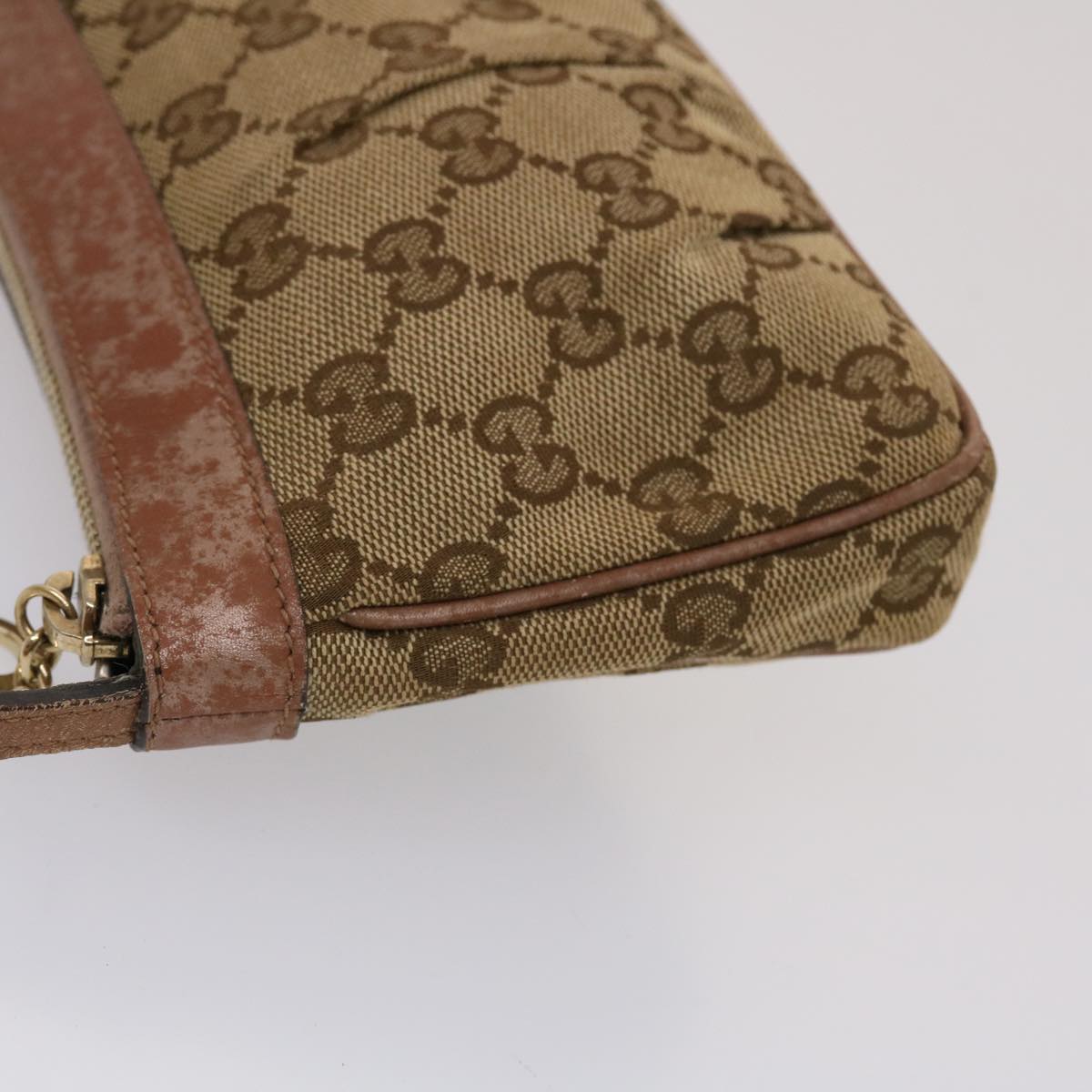 GUCCI GG Canvas Shoulder Bag Leather Beige 256899 yk7570B