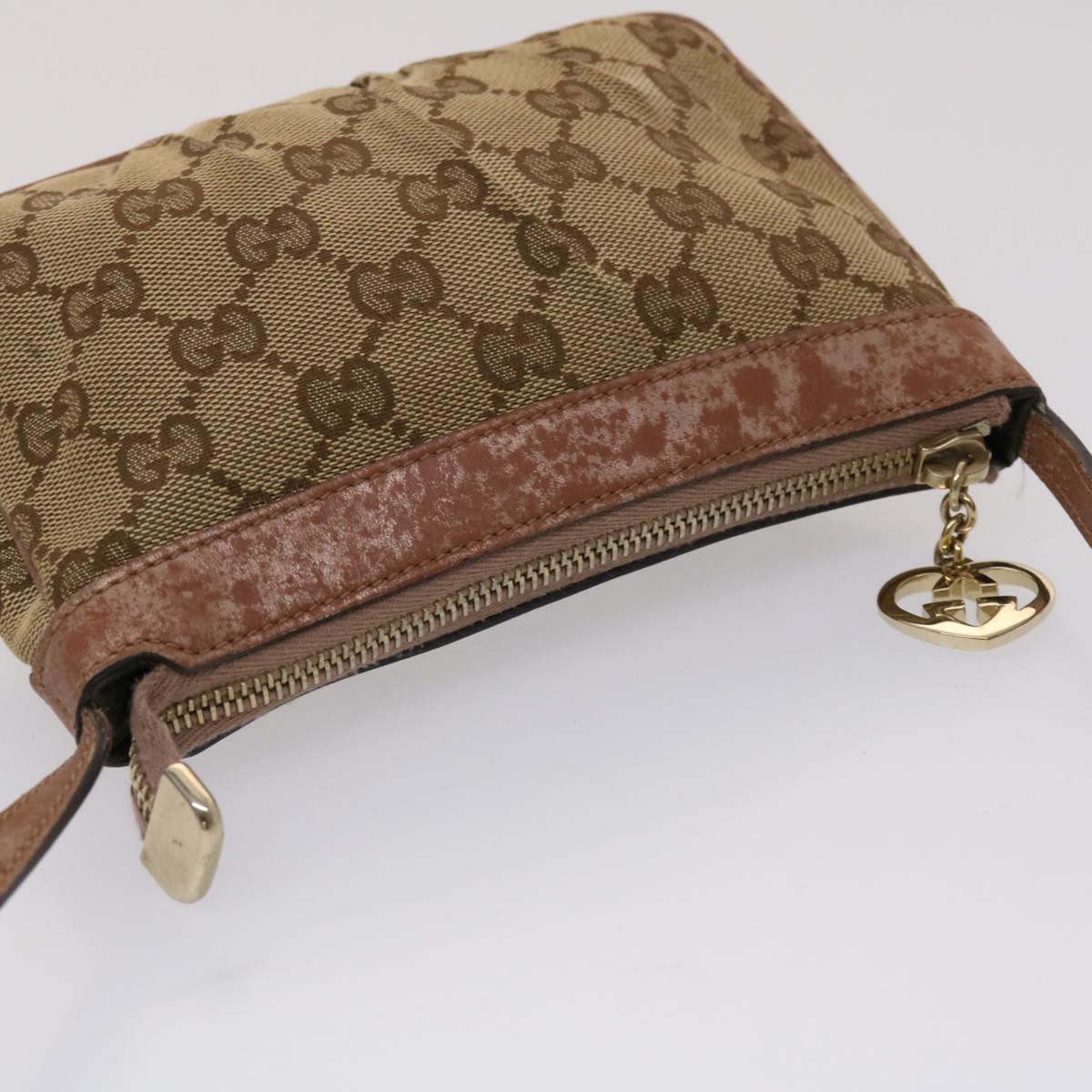 GUCCI GG Canvas Shoulder Bag Leather Beige 256899 yk7570B