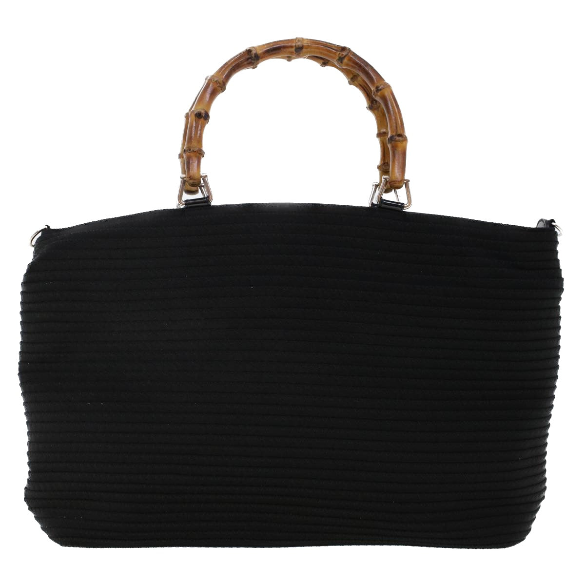 GUCCI Bamboo Hand Bag Canvas 2way Black 002.2058.0439.5 yk7571B