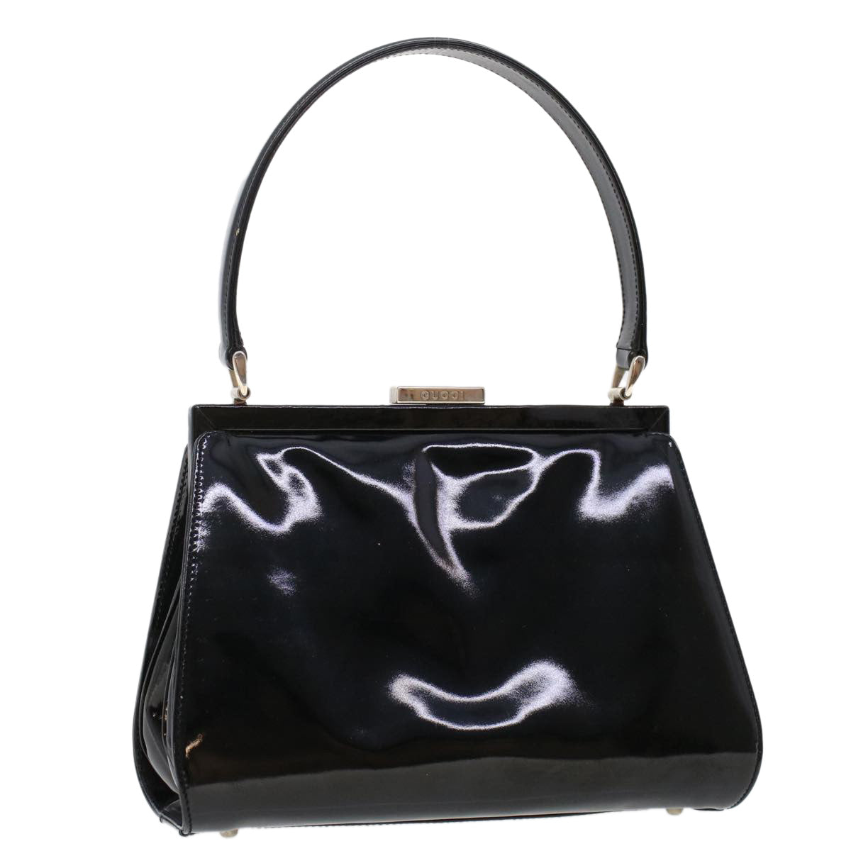 GUCCI Clasp Shoulder Bag Patent leather Black 000 781 0801 yk7572B