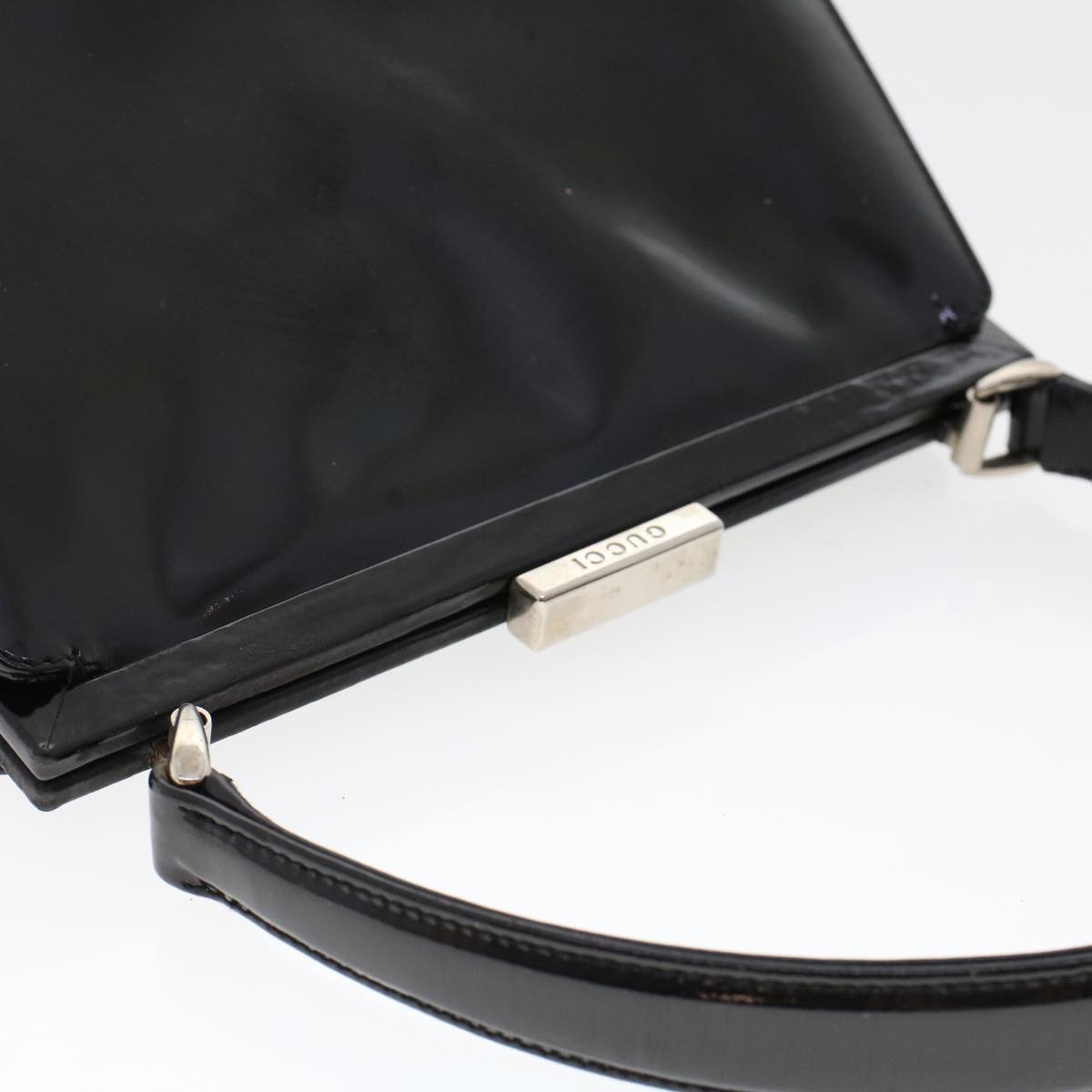GUCCI Clasp Shoulder Bag Patent leather Black 000 781 0801 yk7572B