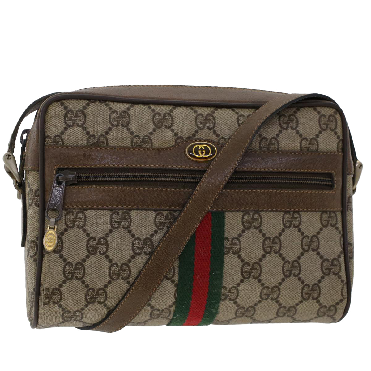 GUCCI GG Canvas Web Sherry Line Shoulder Bag Beige Red 904.02.004 yk7603