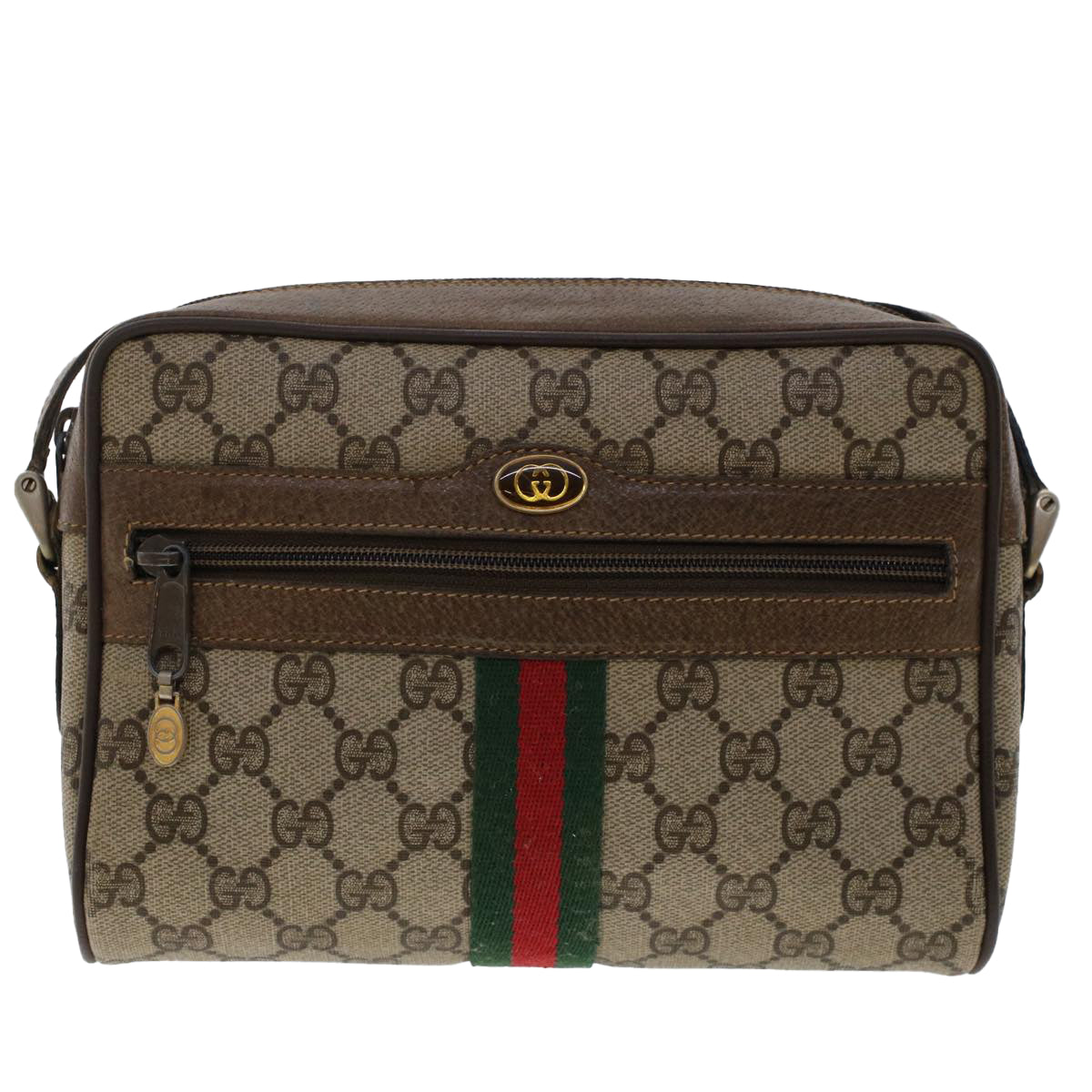 GUCCI GG Canvas Web Sherry Line Shoulder Bag Beige Red 904.02.004 yk7603