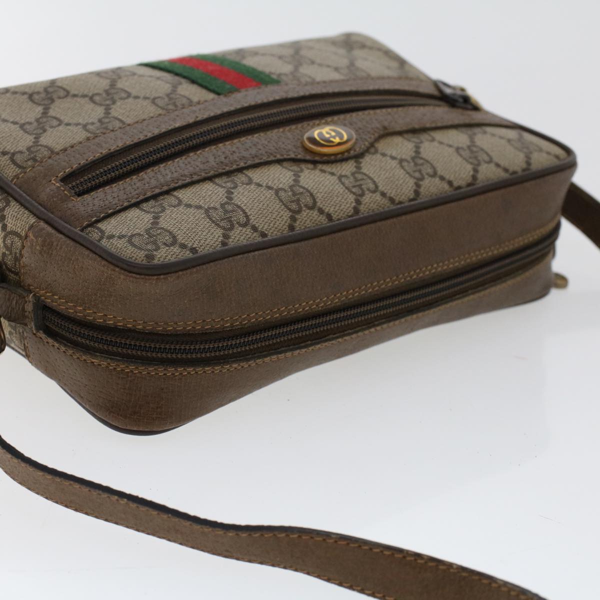 GUCCI GG Canvas Web Sherry Line Shoulder Bag Beige Red 904.02.004 yk7603