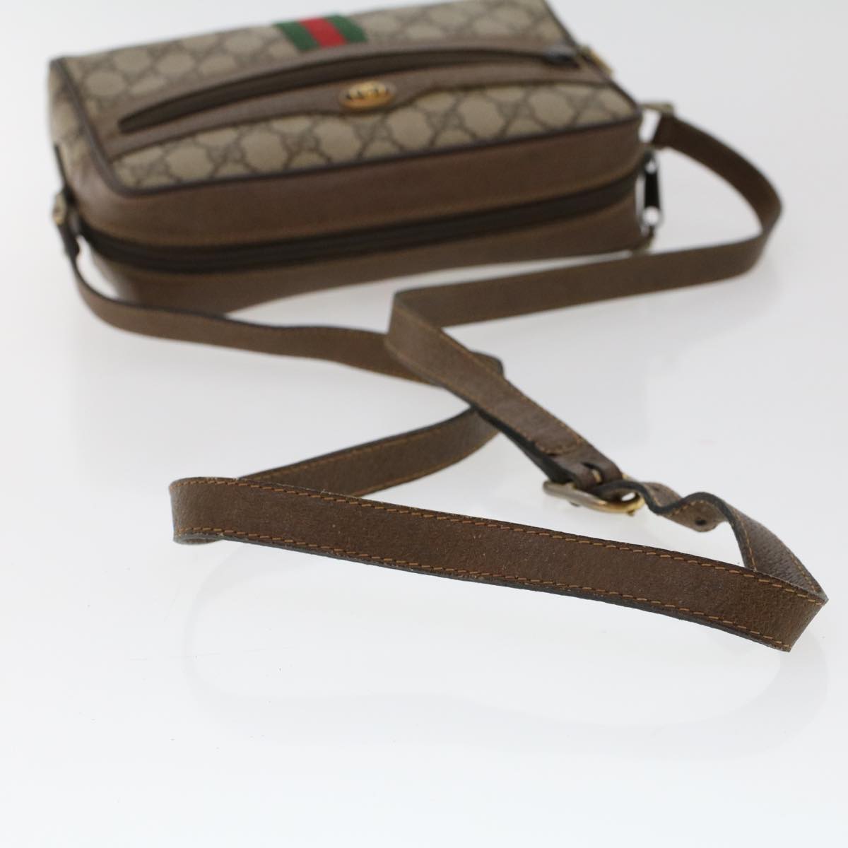 GUCCI GG Canvas Web Sherry Line Shoulder Bag Beige Red 904.02.004 yk7603