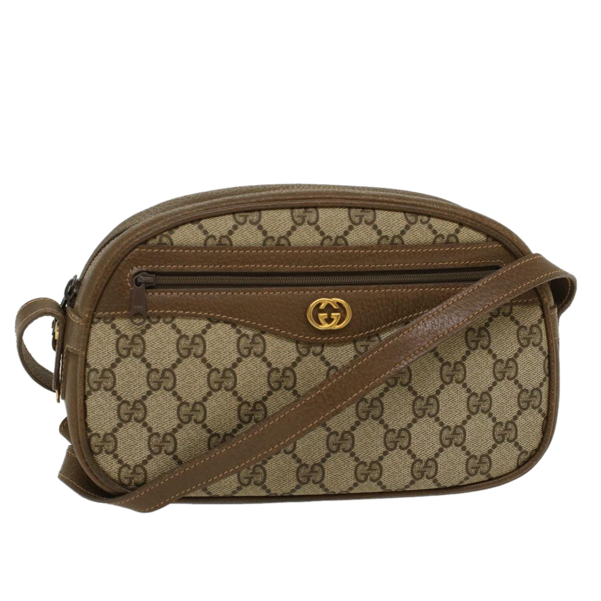 GUCCI GG Canvas Shoulder Bag PVC Leather Beige 001-067-1283 yk7622