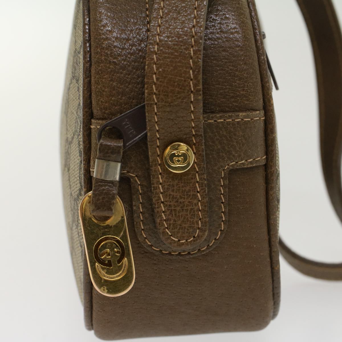 GUCCI GG Canvas Shoulder Bag PVC Leather Beige 001-067-1283 yk7622