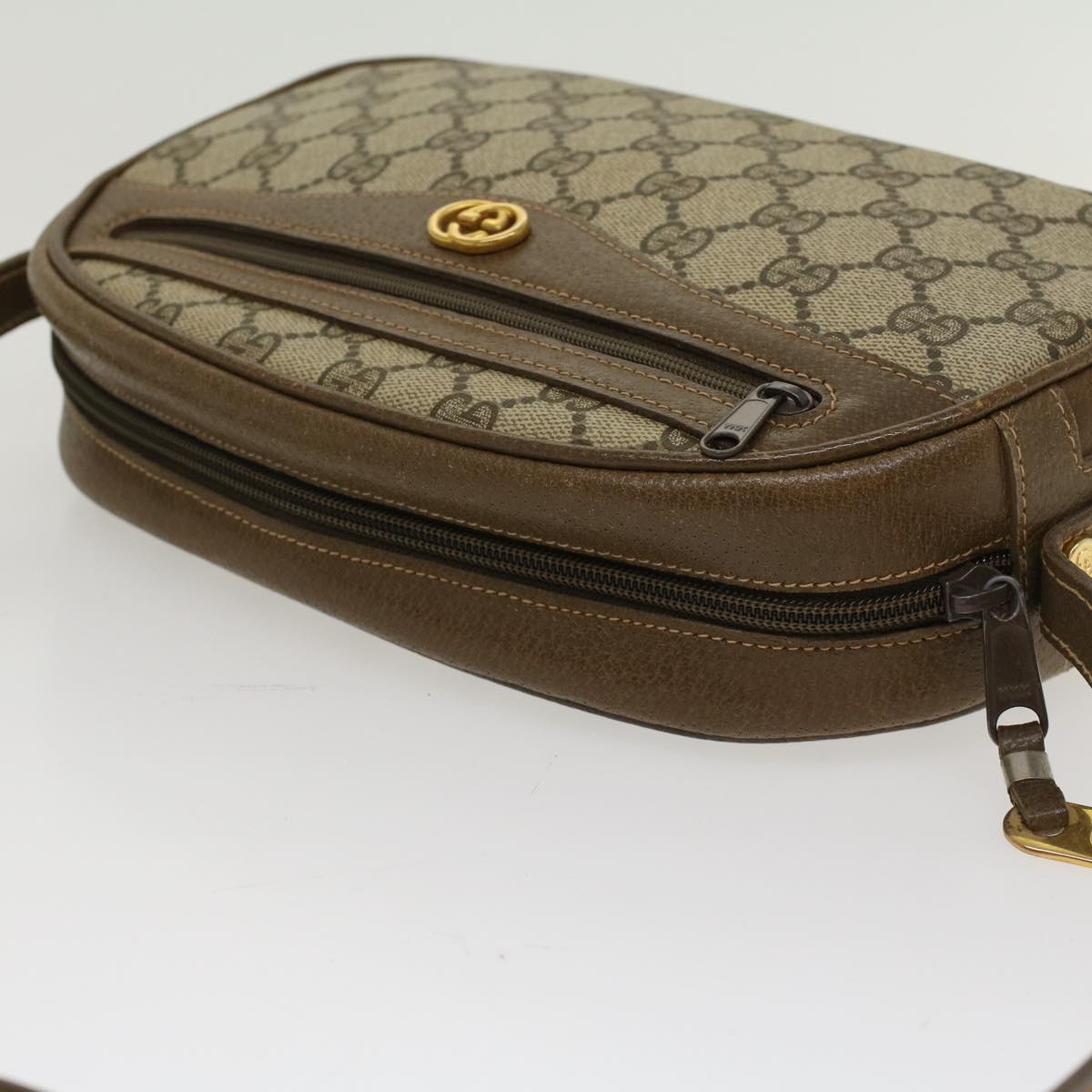 GUCCI GG Canvas Shoulder Bag PVC Leather Beige 001-067-1283 yk7622