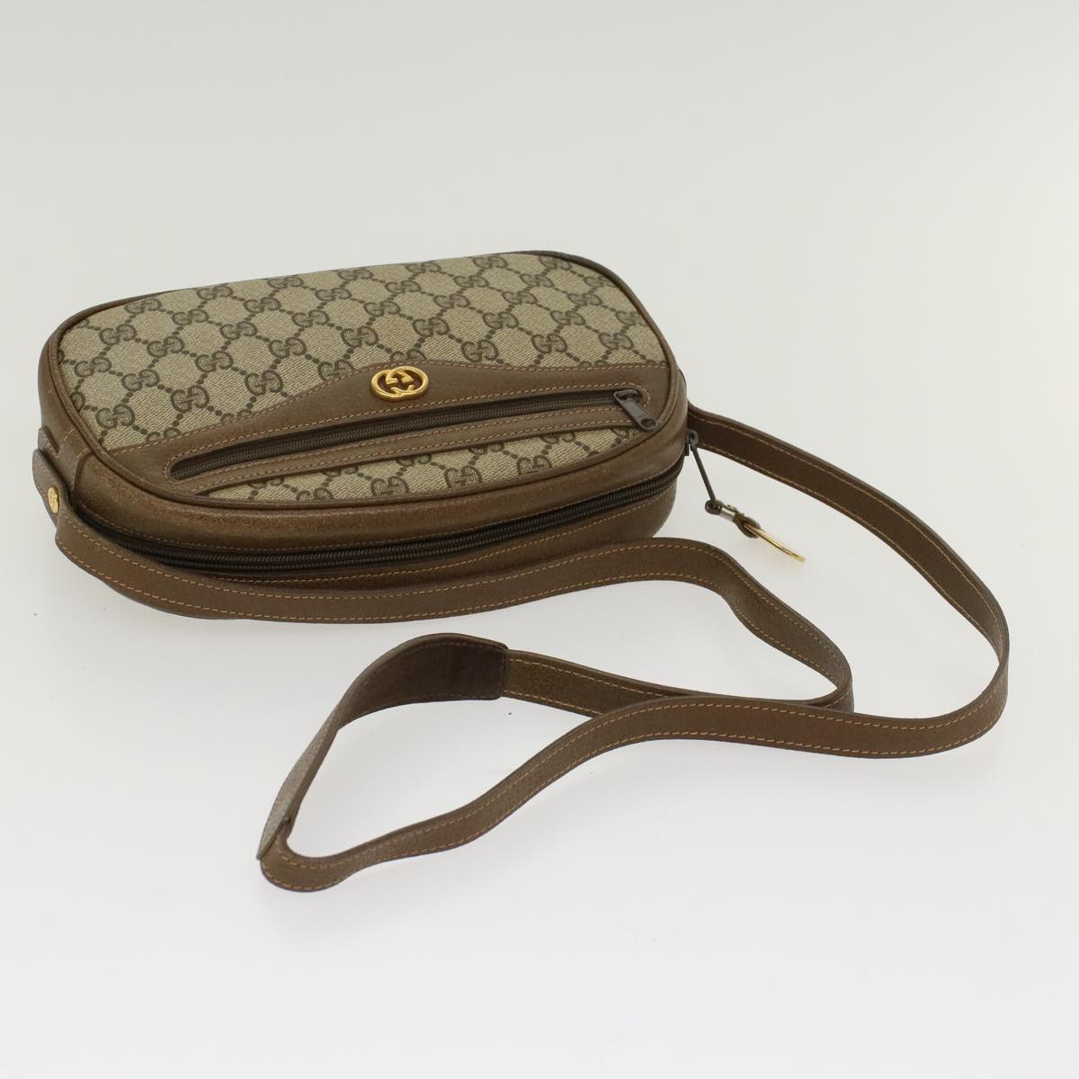 GUCCI GG Canvas Shoulder Bag PVC Leather Beige 001-067-1283 yk7622