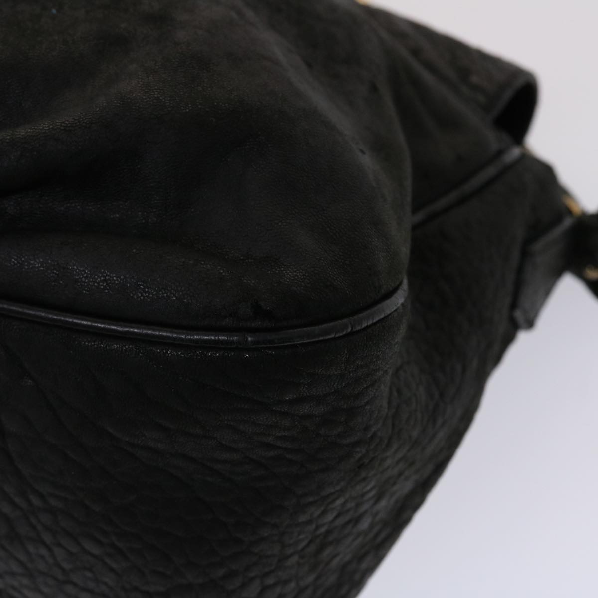 FENDI Chain Shoulder Bag Leather Black yk7651B