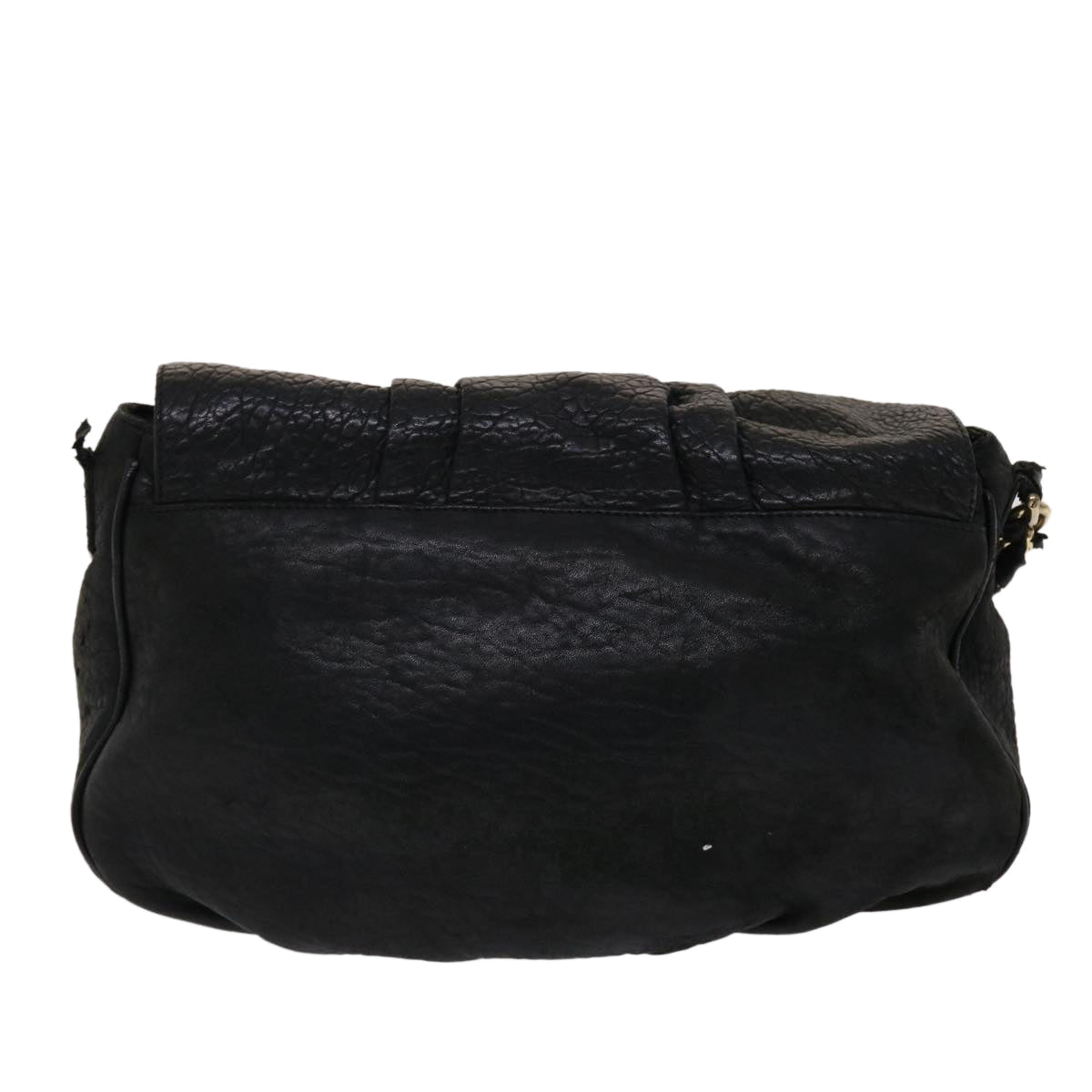 FENDI Chain Shoulder Bag Leather Black yk7651B