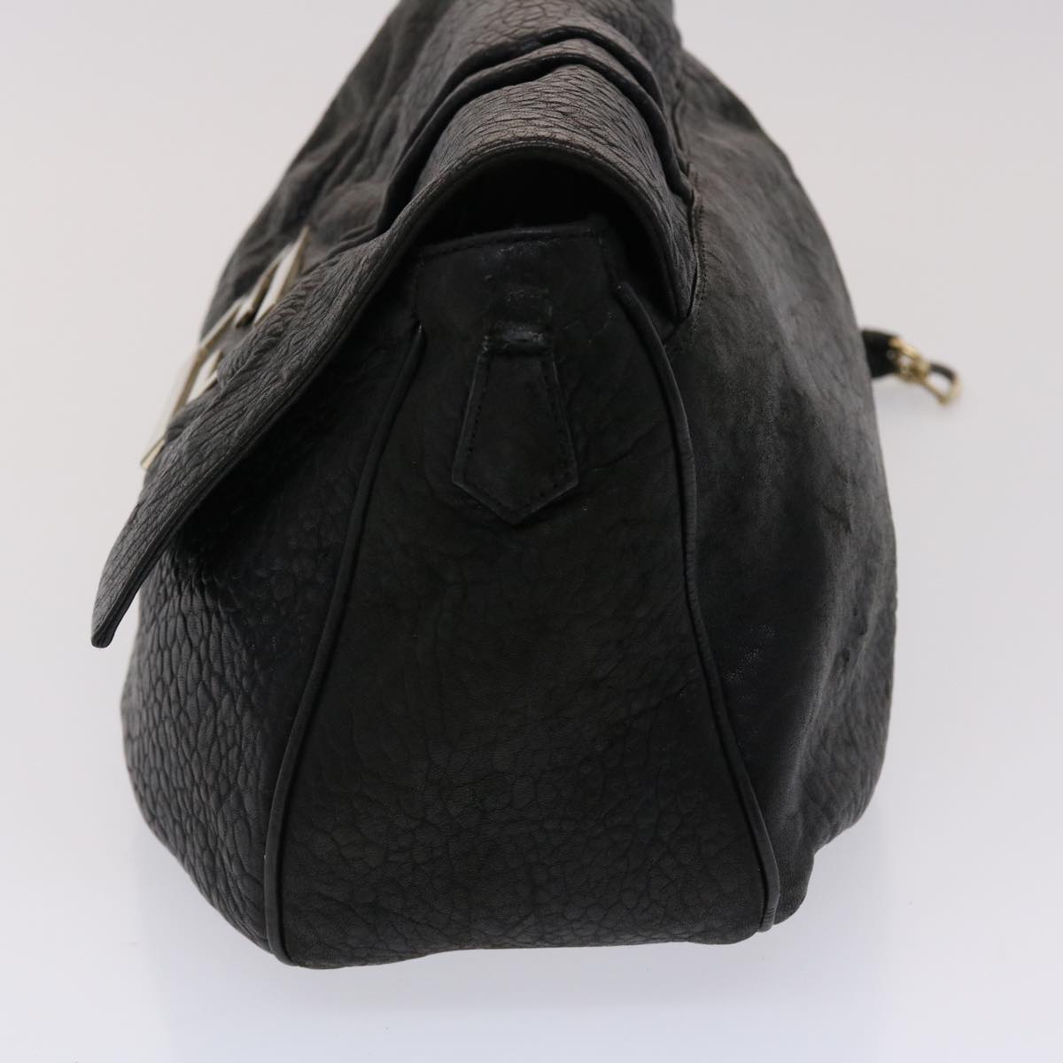 FENDI Chain Shoulder Bag Leather Black yk7651B