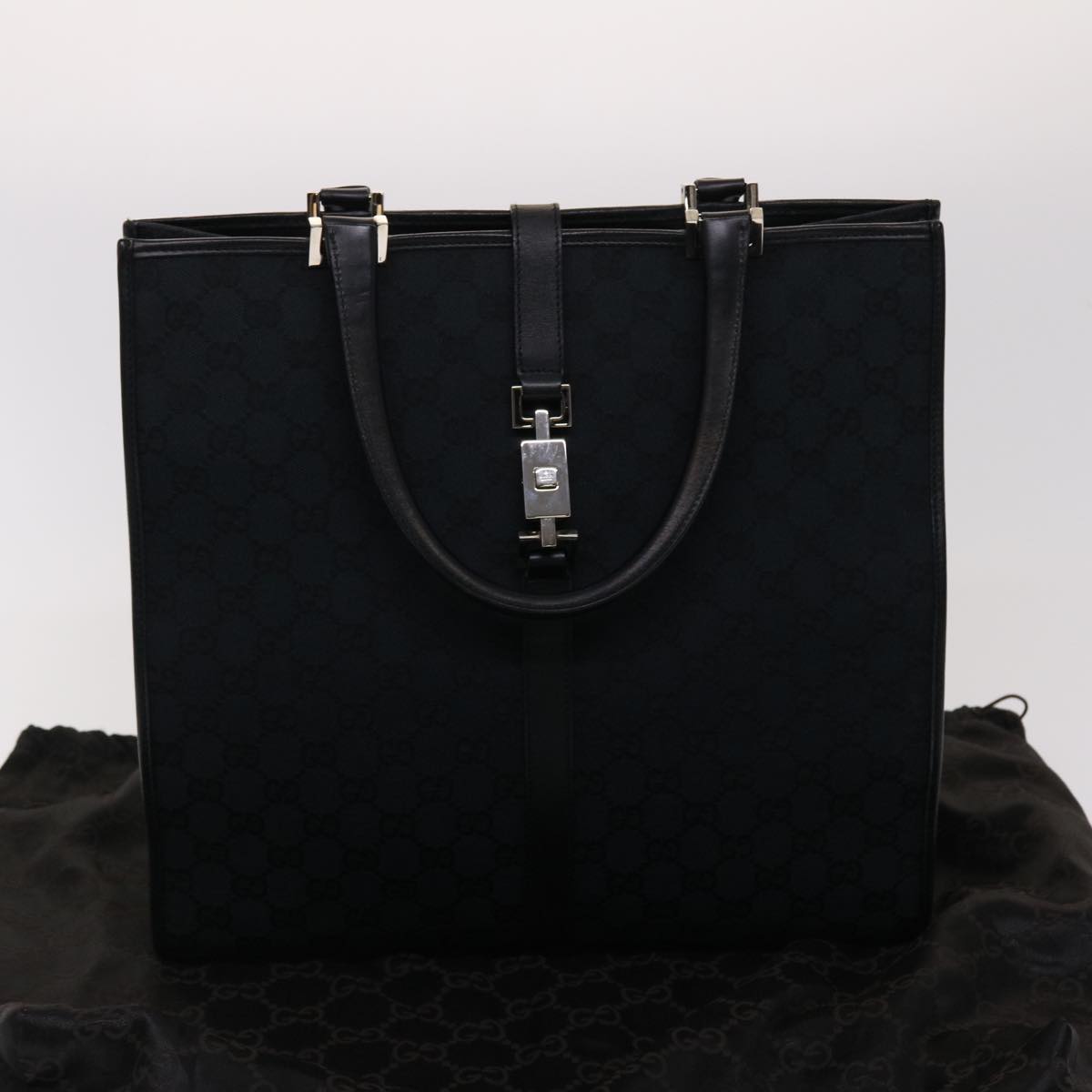 GUCCI GG Canvas Jackie Hand Bag Black yk7654B