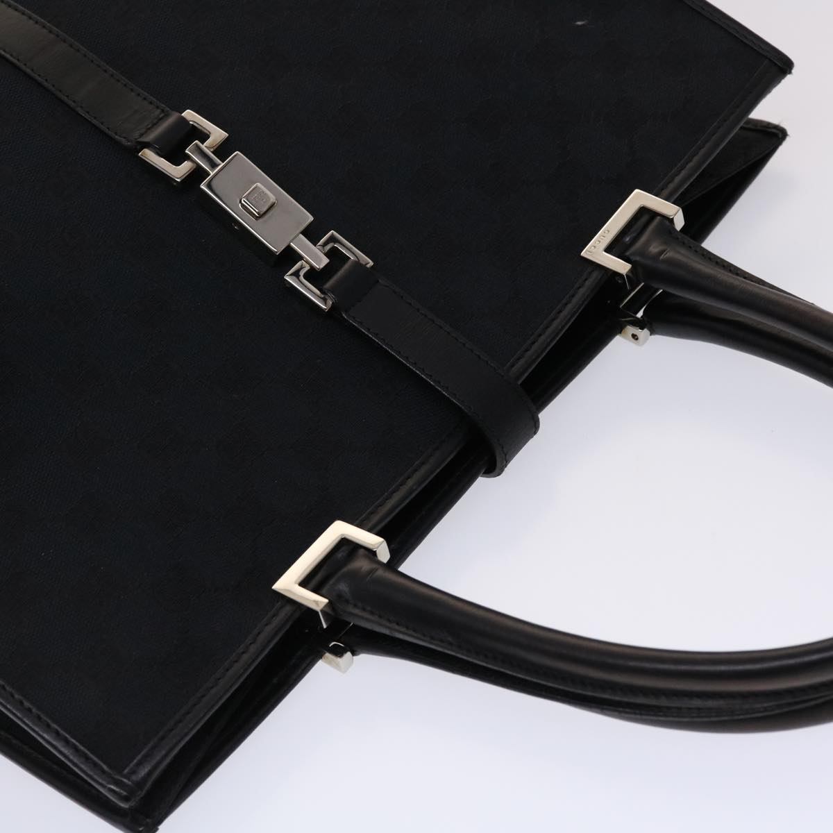 GUCCI GG Canvas Jackie Hand Bag Black yk7654B