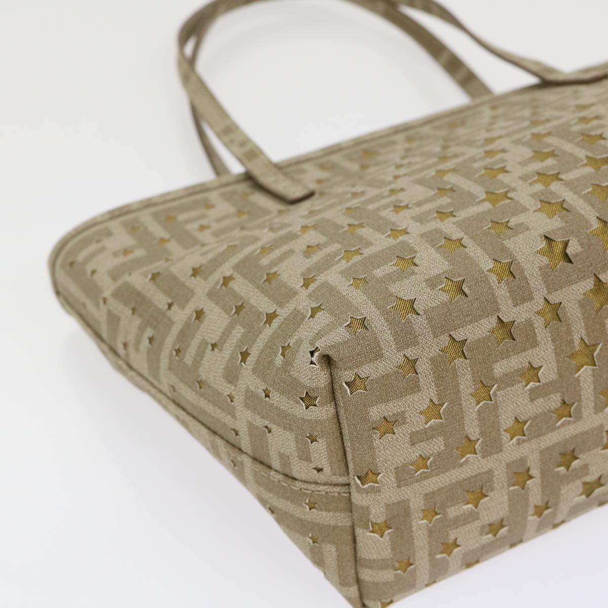 FENDI Zucca Canvas Star Tote Bag Gold Tone yk7700B