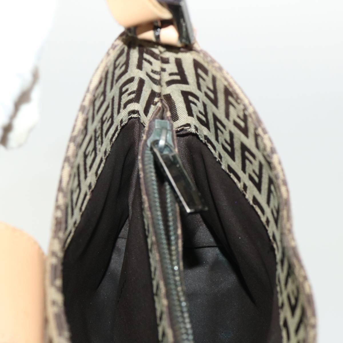 FENDI Zucchino Canvas Mamma Baguette Shoulder Bag Leather Beige yk7711