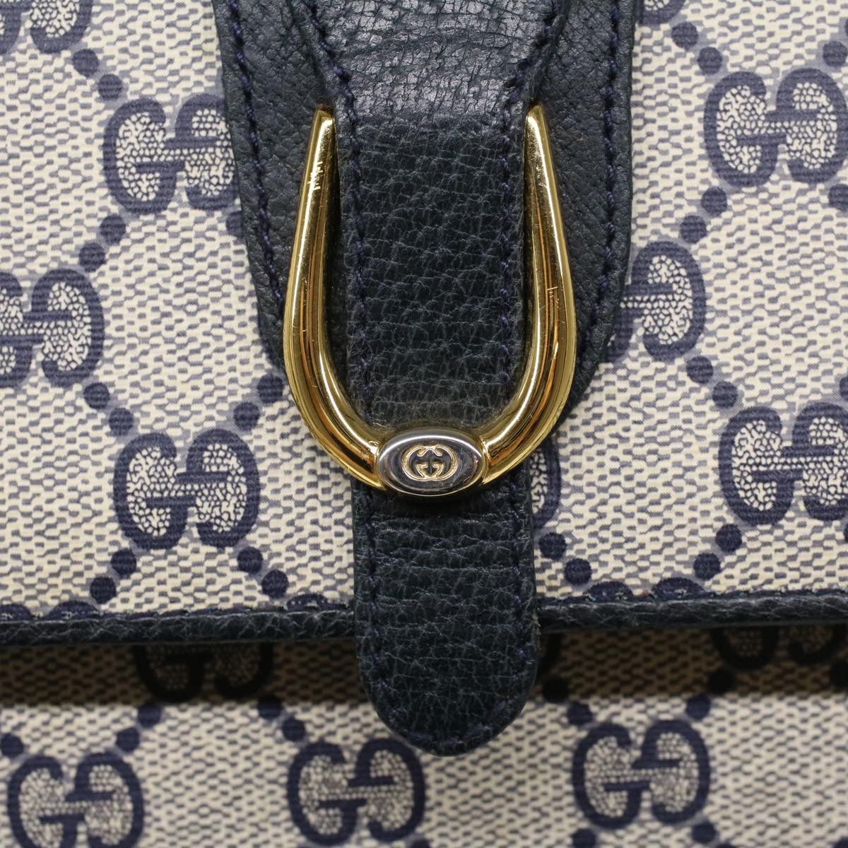 GUCCI GG Canvas Shoulder Bag PVC Leather Gray Navy 904.02.050 yk7727