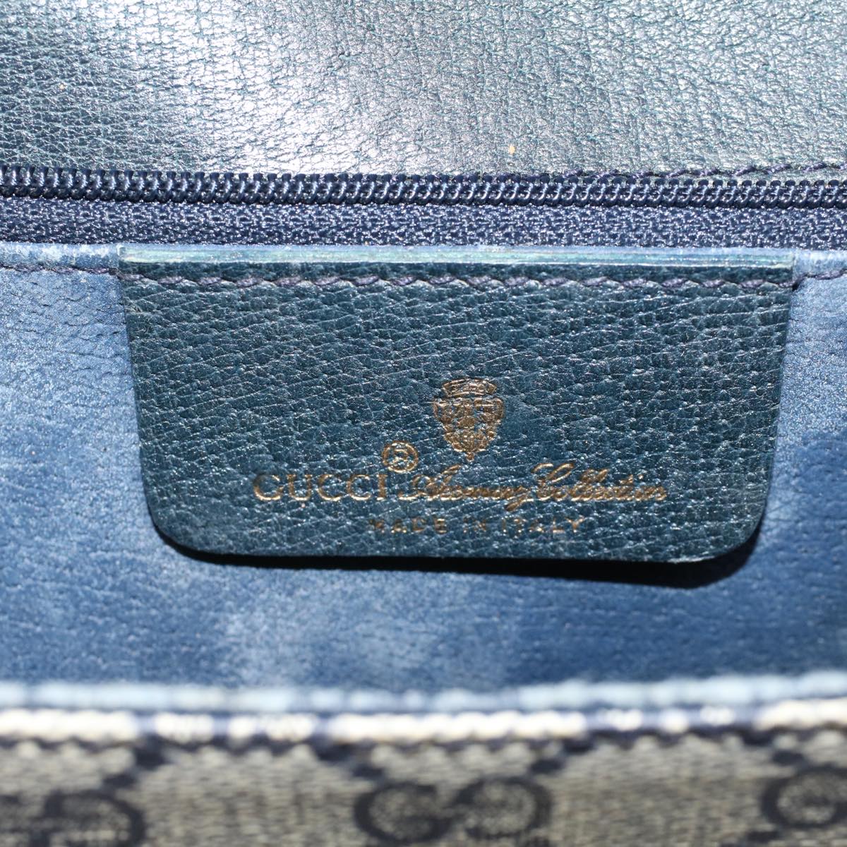 GUCCI GG Canvas Shoulder Bag PVC Leather Gray Navy 904.02.050 yk7727