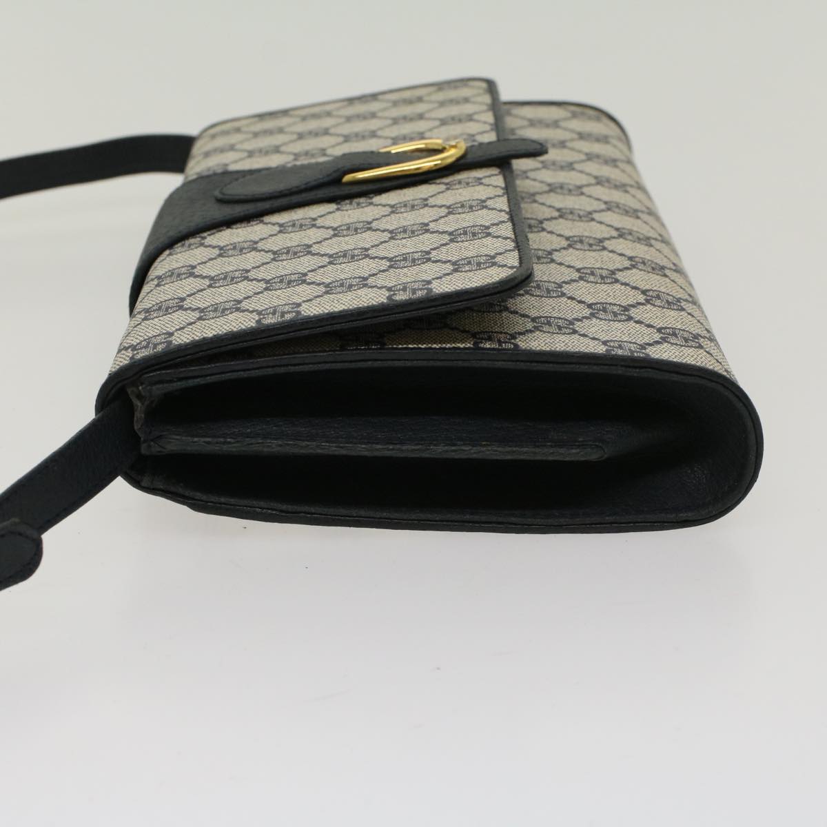 GUCCI GG Canvas Shoulder Bag PVC Leather Gray Navy 904.02.050 yk7727