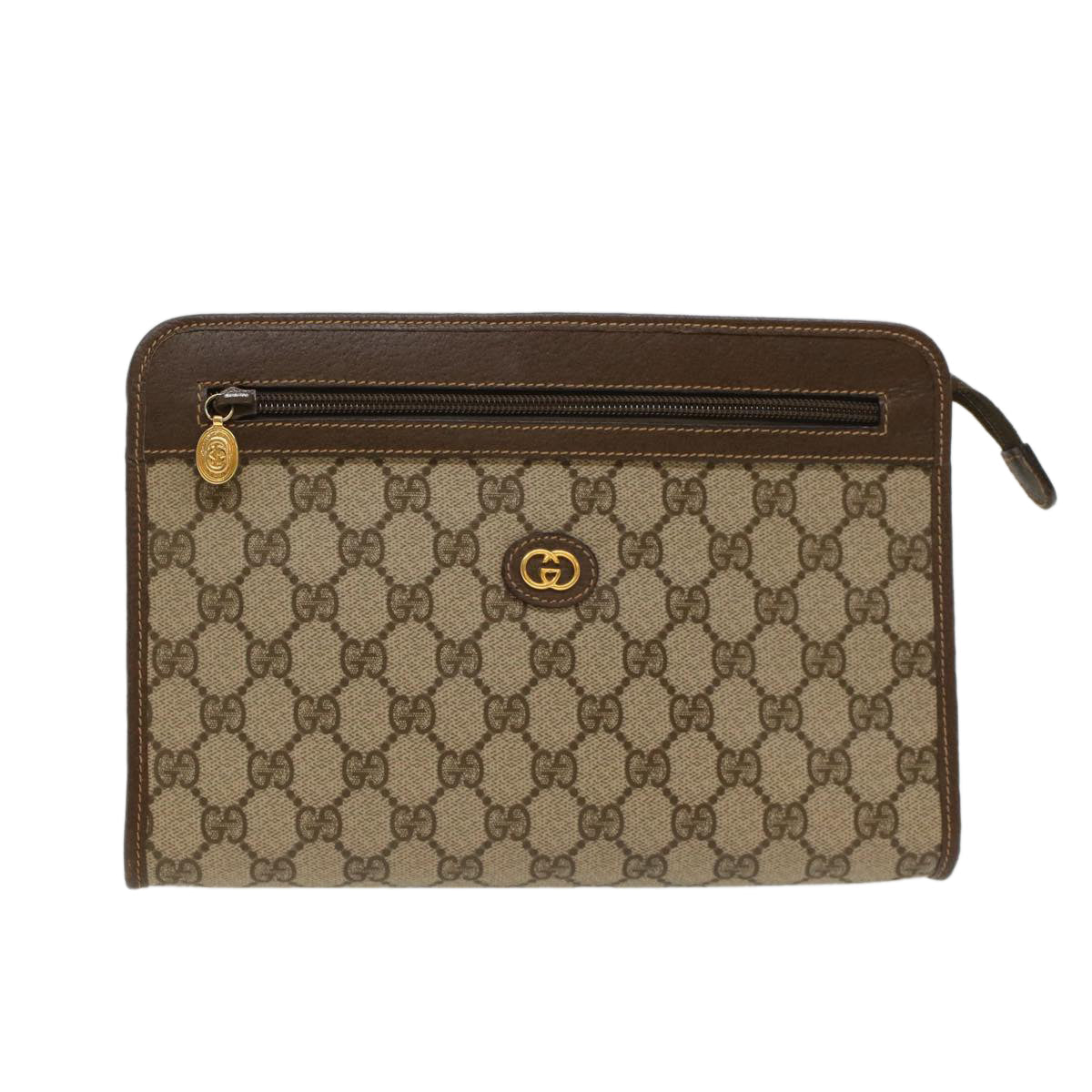 GUCCI GG Canvas Clutch Bag PVC Leather Beige 014.122.6063.4021 yk7734