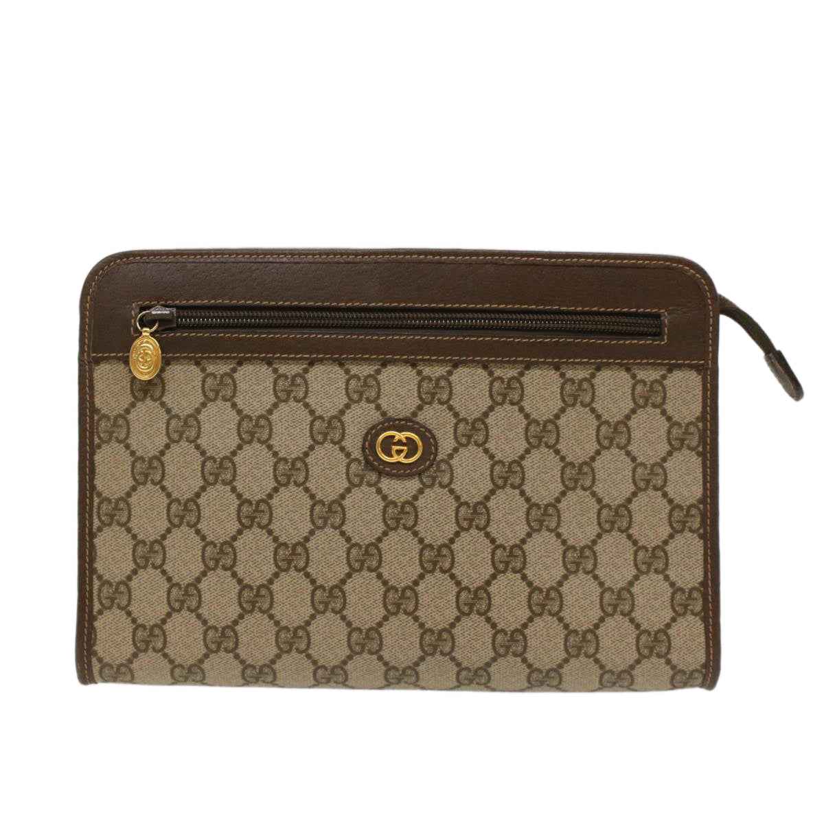 GUCCI GG Canvas Clutch Bag PVC Leather Beige 014.122.6063.4021 yk7734