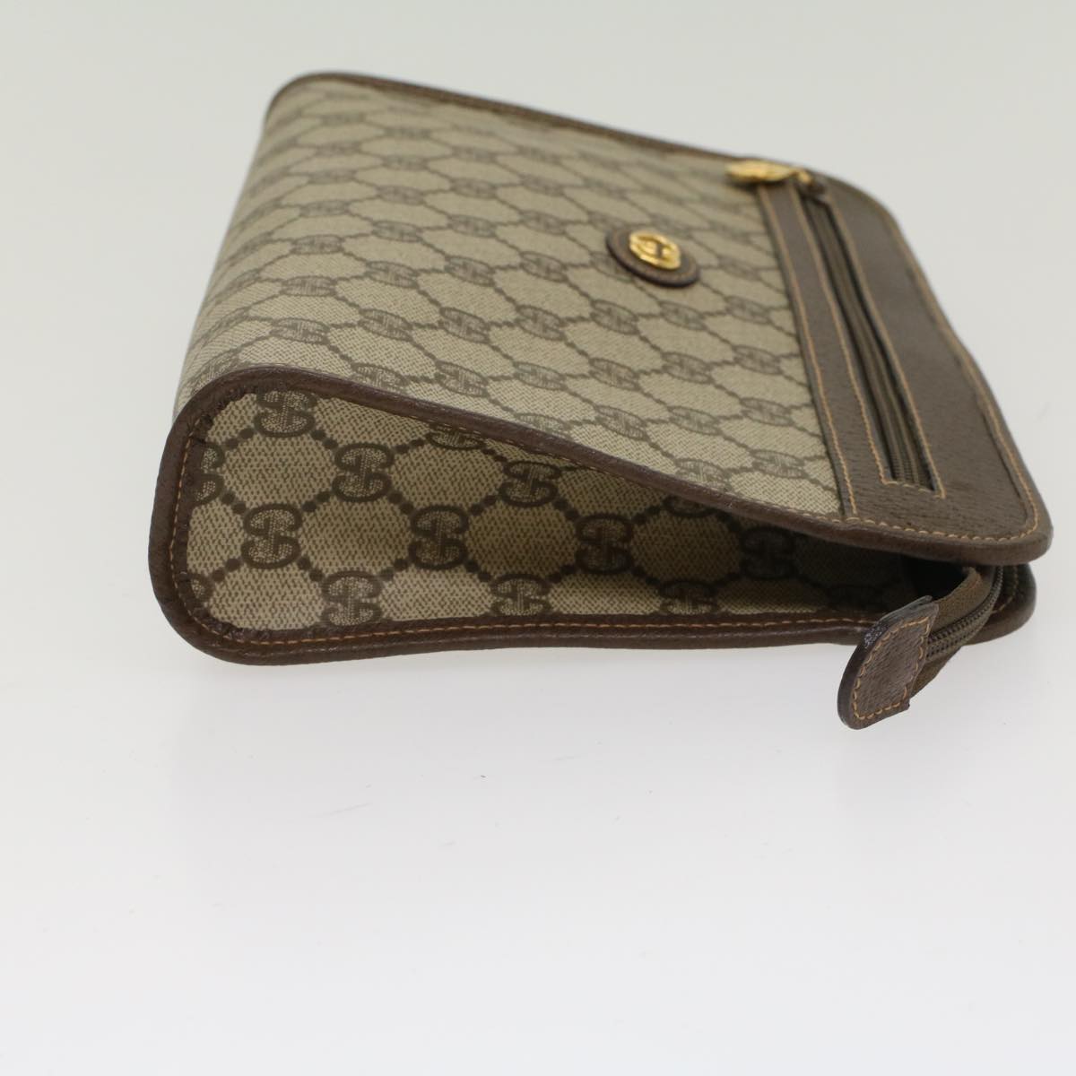 GUCCI GG Canvas Clutch Bag PVC Leather Beige 014.122.6063.4021 yk7734