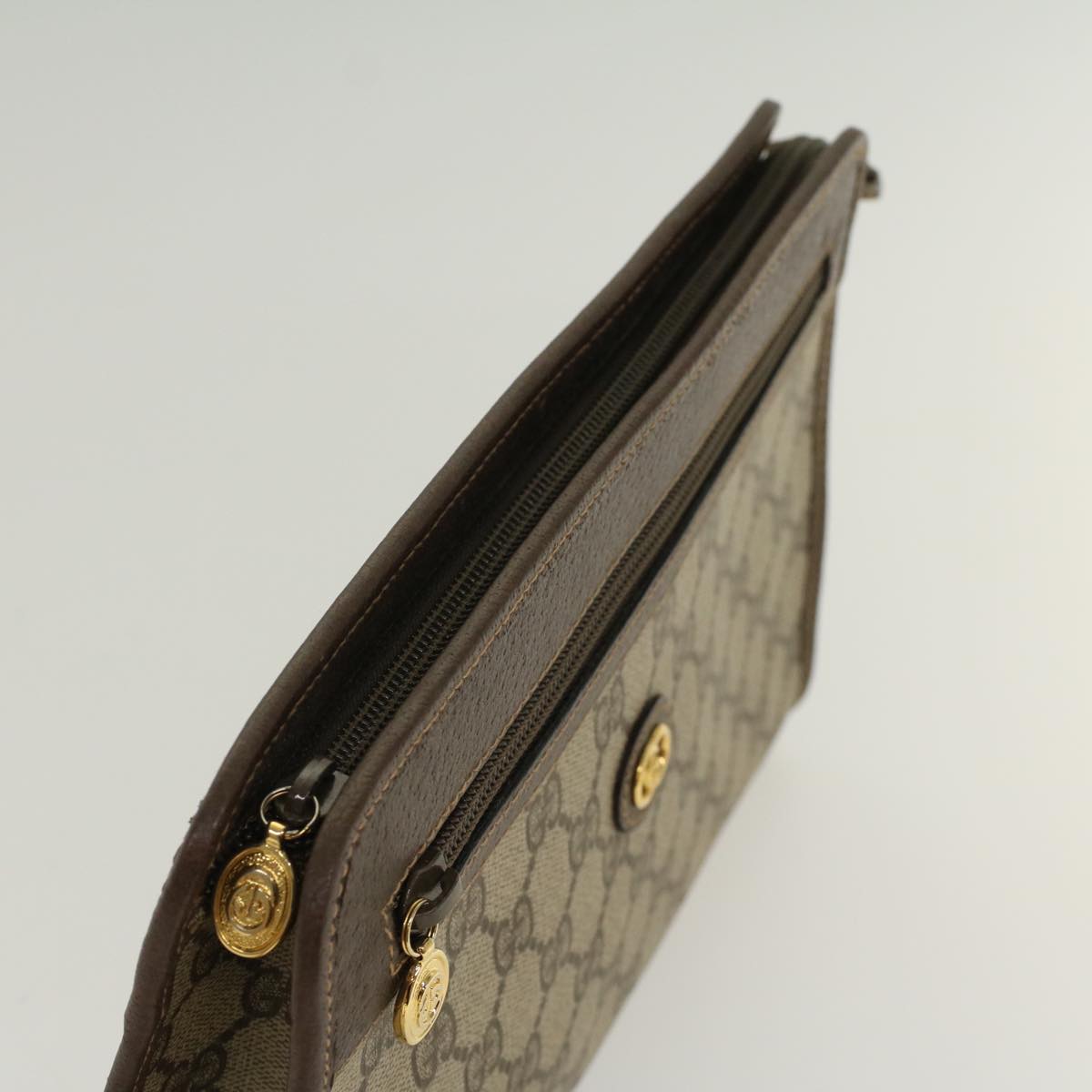 GUCCI GG Canvas Clutch Bag PVC Leather Beige 014.122.6063.4021 yk7734