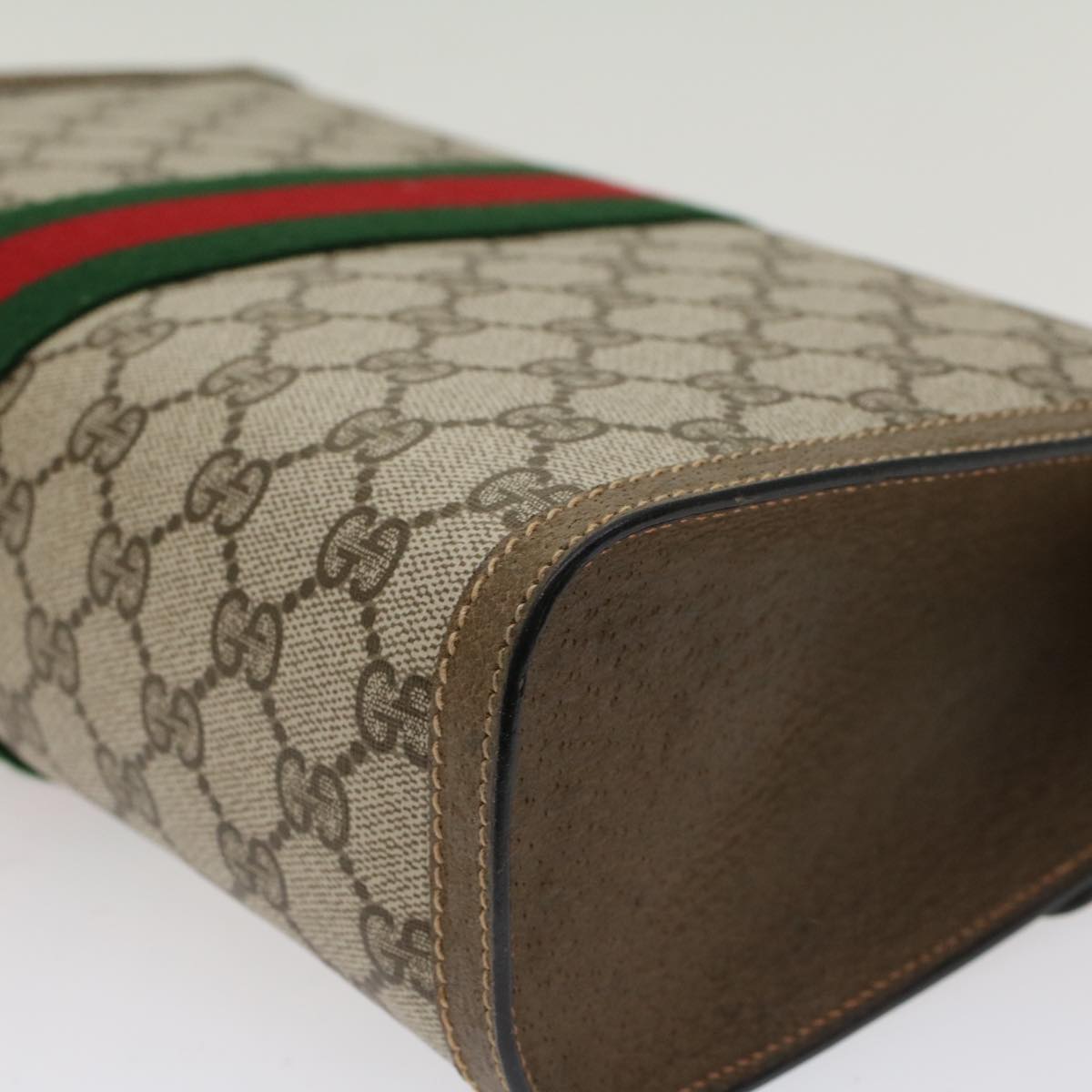 GUCCI GG Canvas Web Sherry Line Clutch Bag Beige Red Green 89.01.007 yk7743