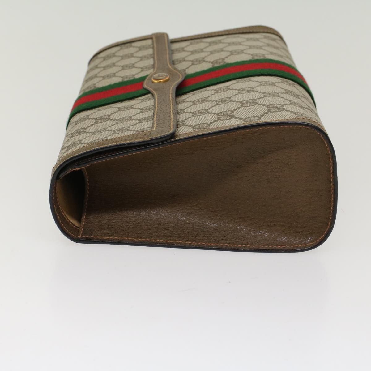 GUCCI GG Canvas Web Sherry Line Clutch Bag Beige Red Green 89.01.007 yk7743