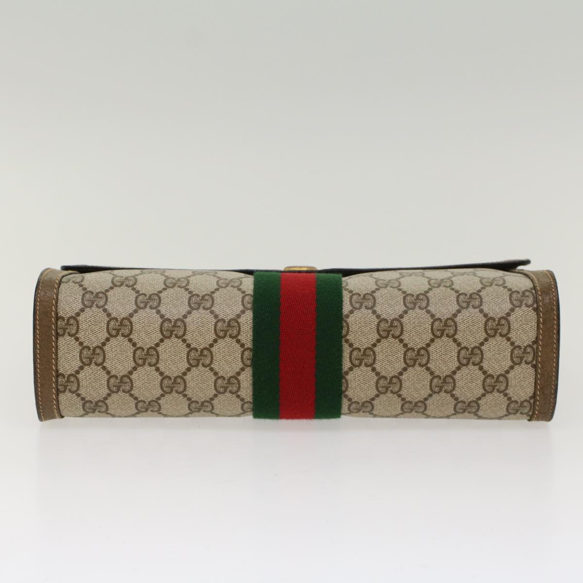 GUCCI GG Canvas Web Sherry Line Clutch Bag Beige Red Green 89.01.007 yk7743