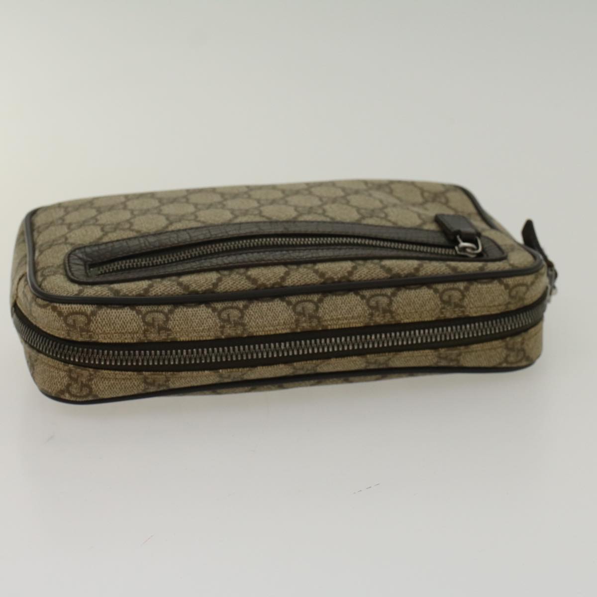 GUCCI GG Canvas Clutch Bag PVC Leather Beige 73956 yk7760