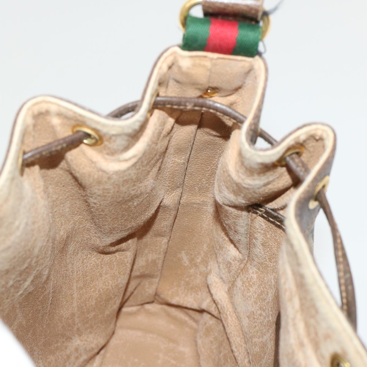 GUCCI GG Canvas Web Sherry Line Shoulder Bag Beige Red 164.02.034 yk7777
