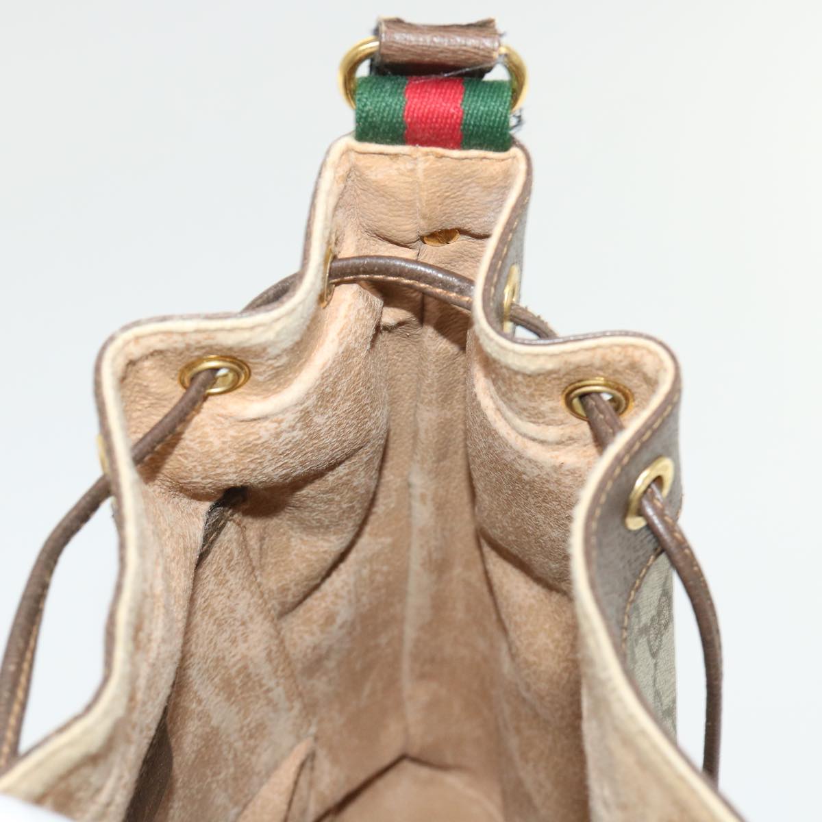 GUCCI GG Canvas Web Sherry Line Shoulder Bag Beige Red 164.02.034 yk7777