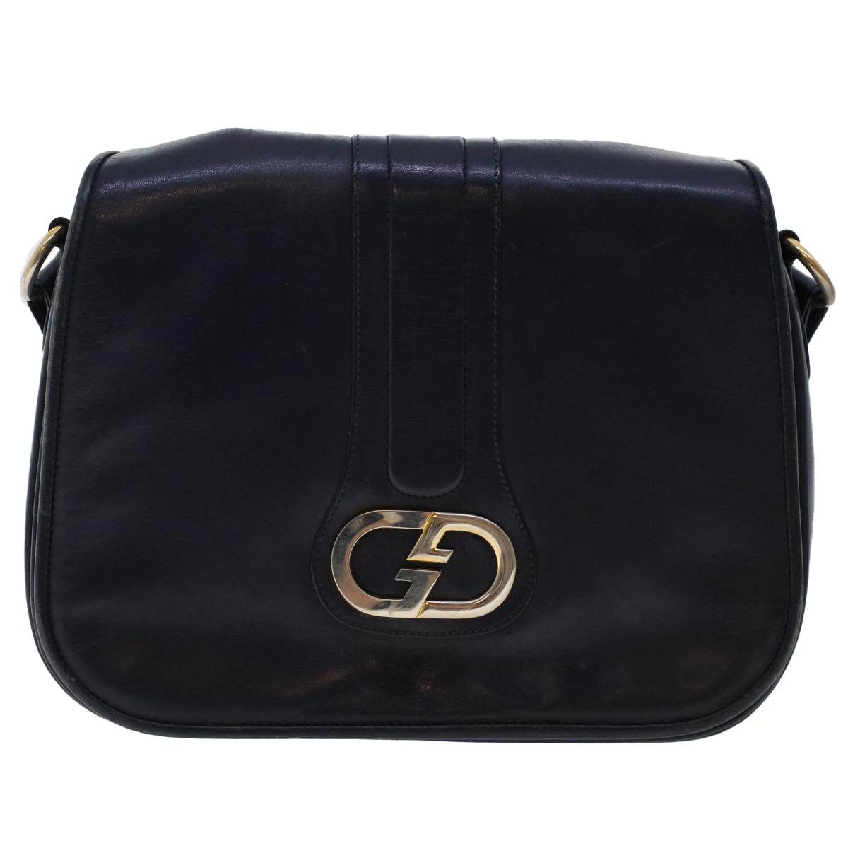 GUCCI Shoulder Bag Leather 2Set Black Navy yk7836B
